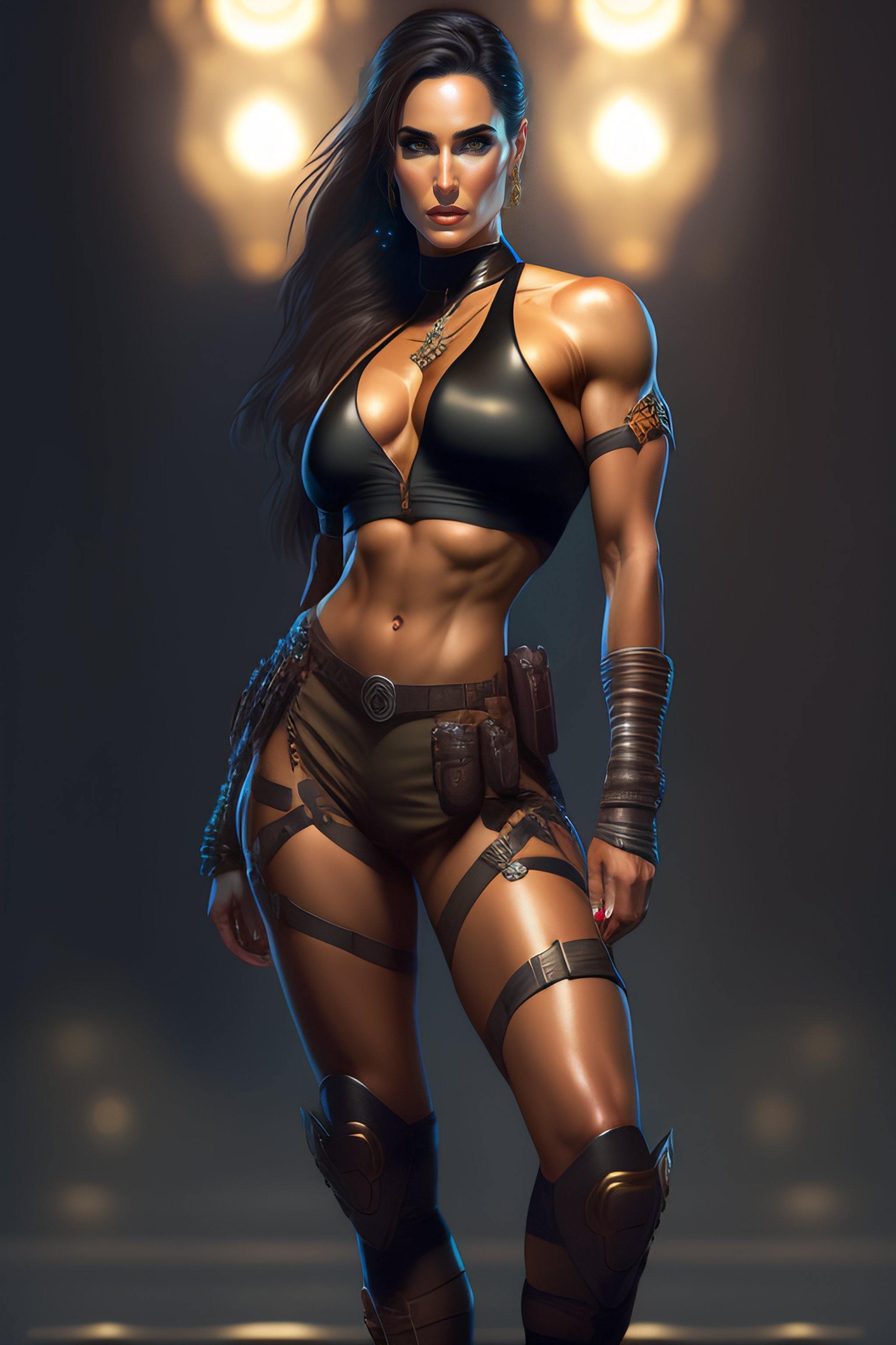 Lexica Full Body Portrait Of Thin Muscular Jennifer Connelly As Lara