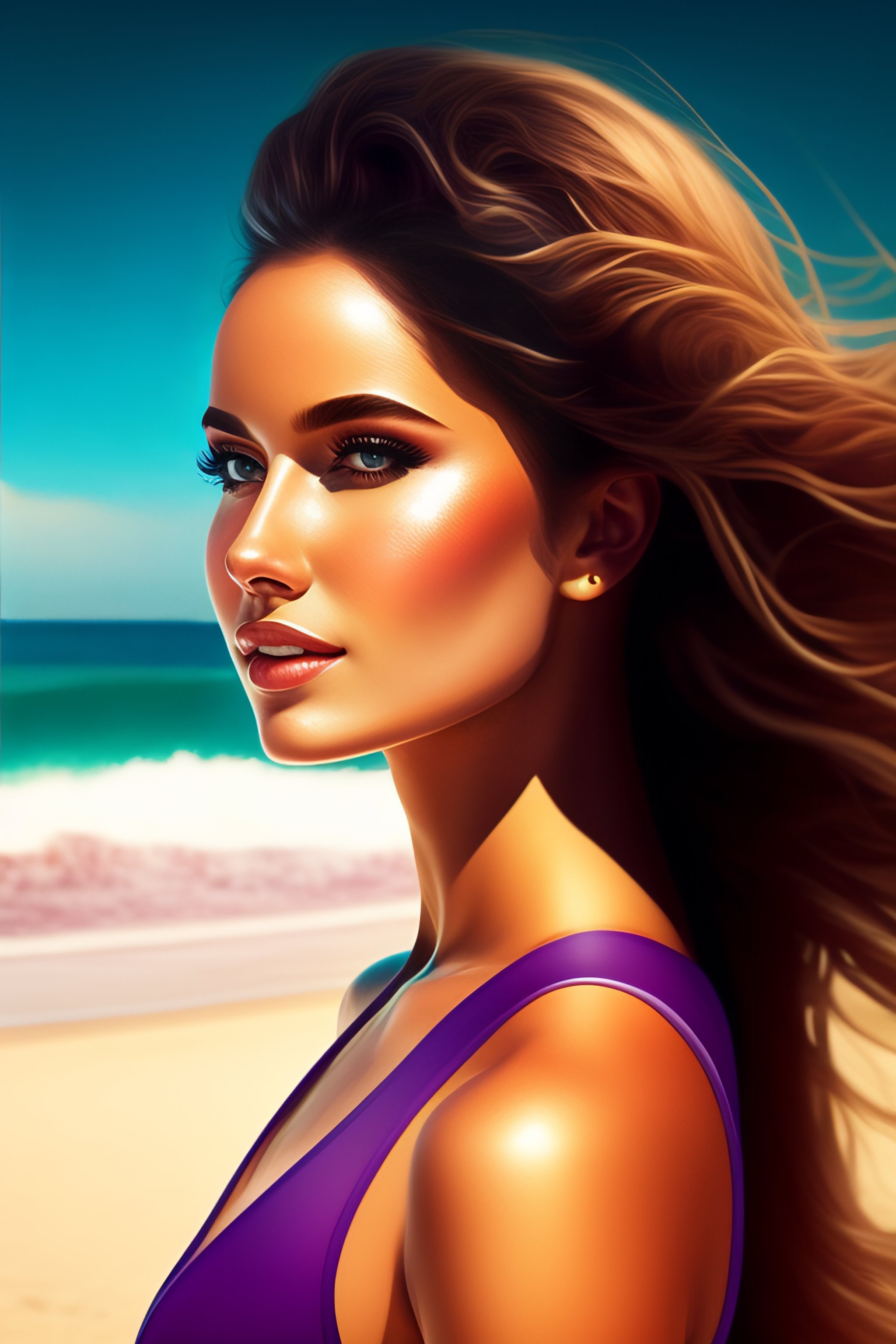 Lexica Beautiful Girl In Beach Sea Beachwear Bikini Sand