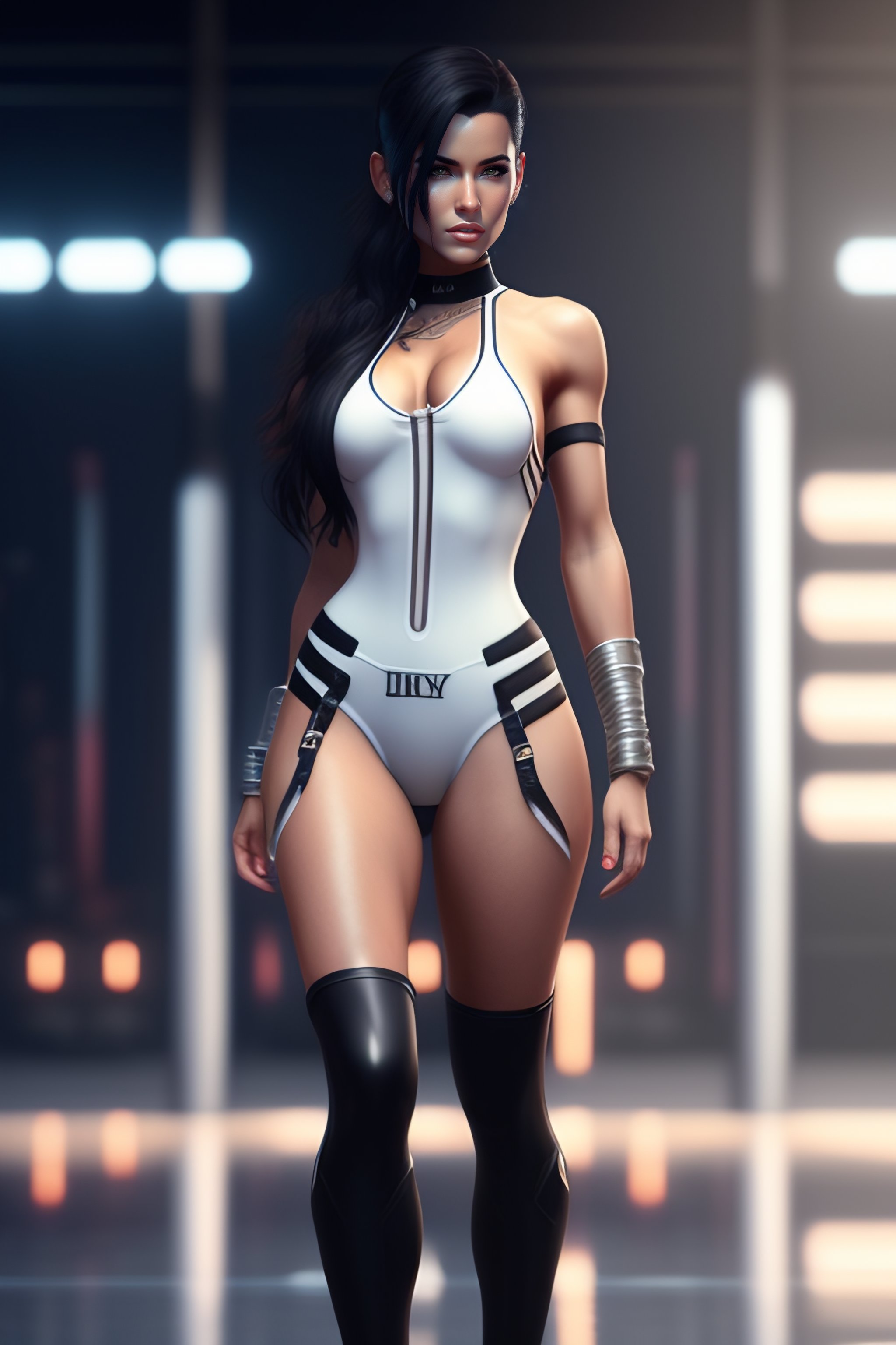 Lexica Full Portrait Of Tifa Lockhart White Swimsuit Long Boots