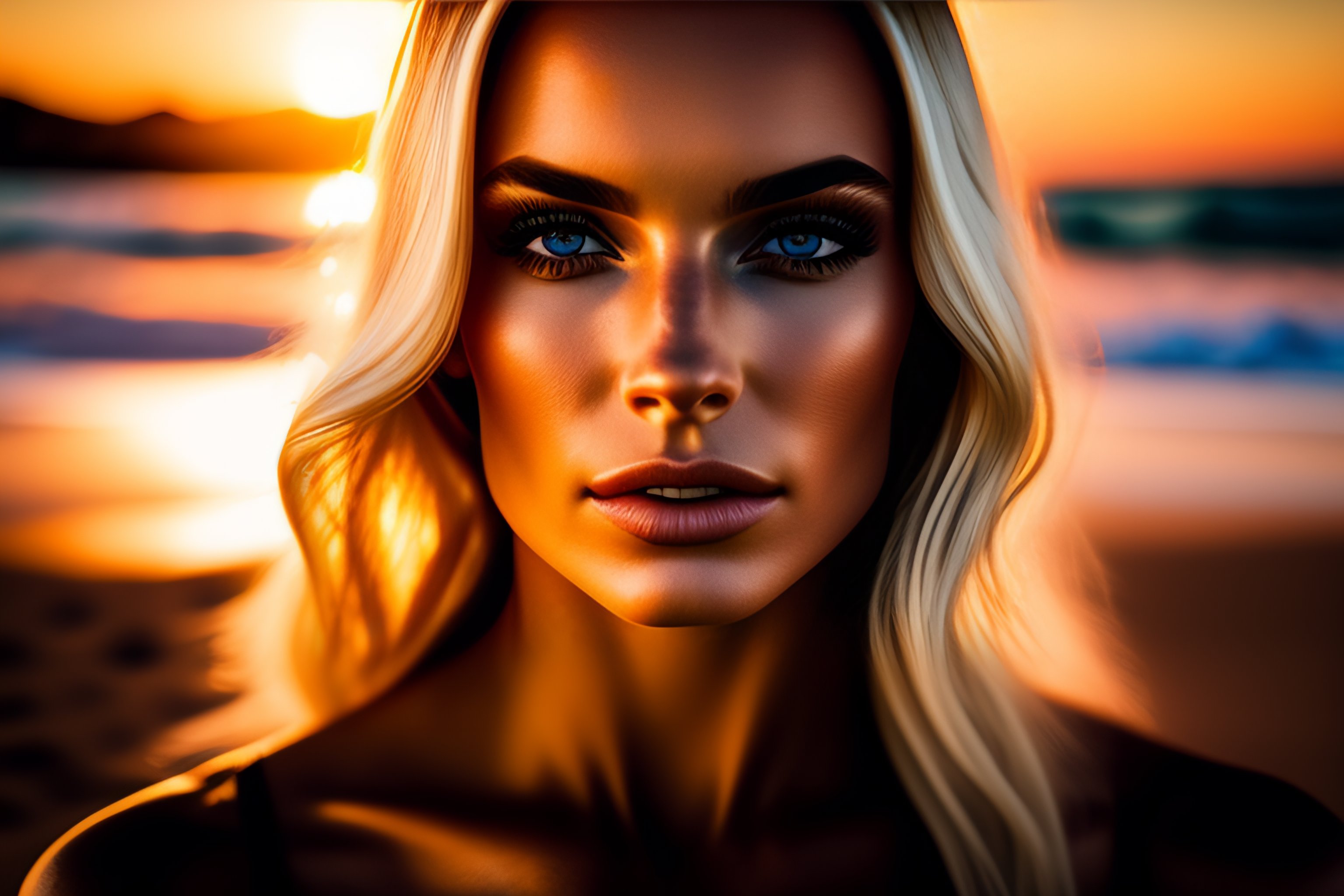 Lexica Beautiful Blonde Woman Super Model Face Symmetrical Cinematic