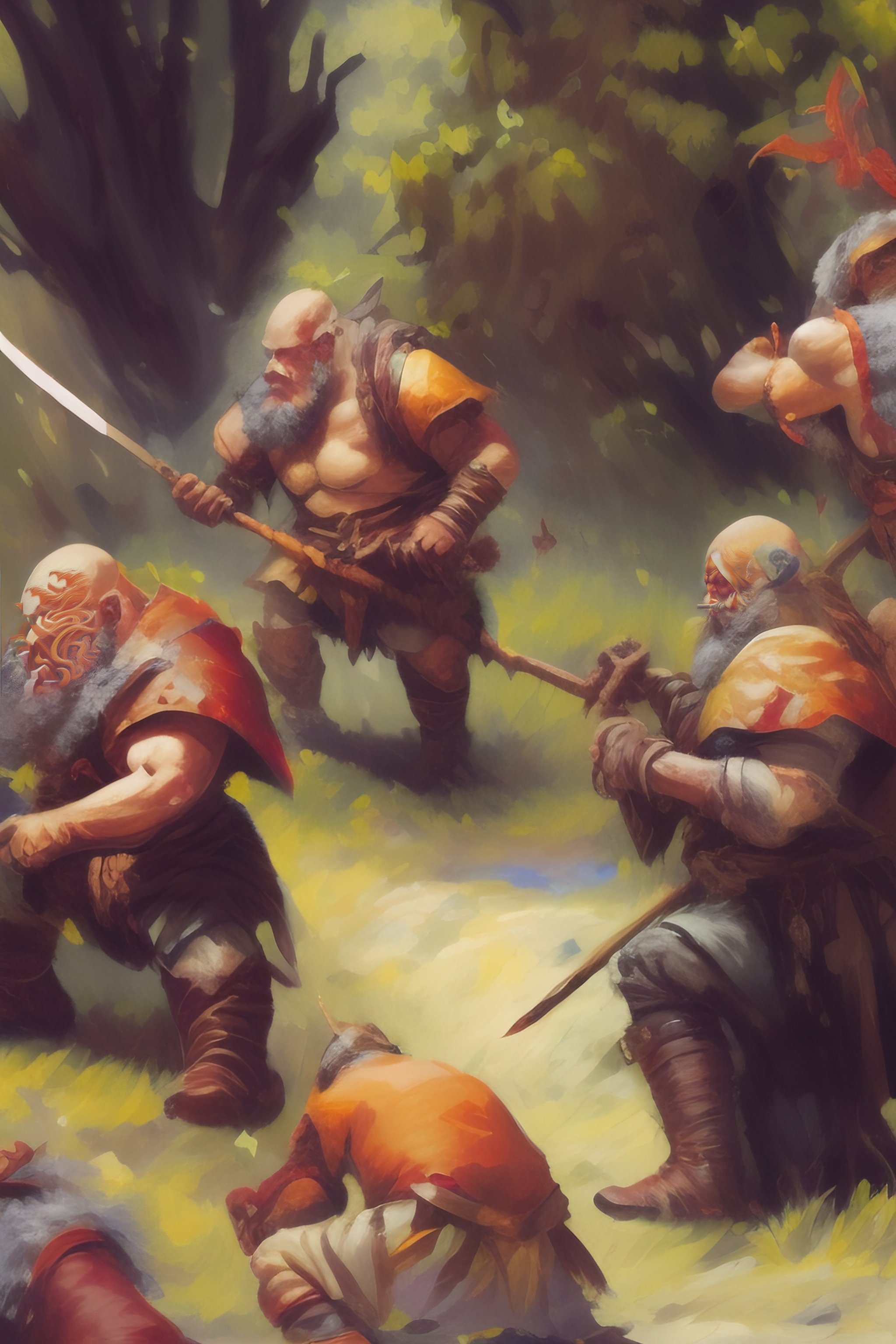 Lexica A Group Of Dwarf Berserkers Fighting Goblins Warriors In The