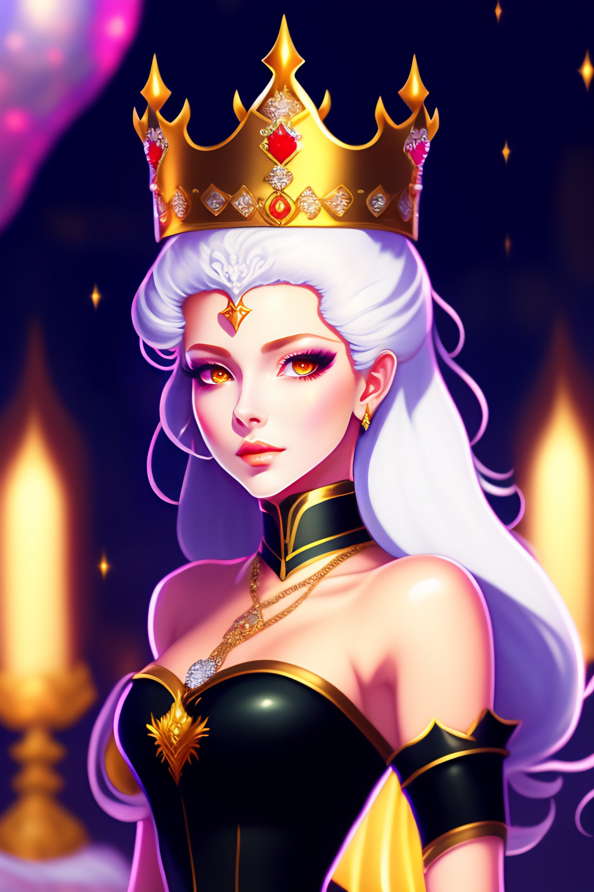 Lexica Painting Of The Empress Of Hell White Hair Majestic Crown