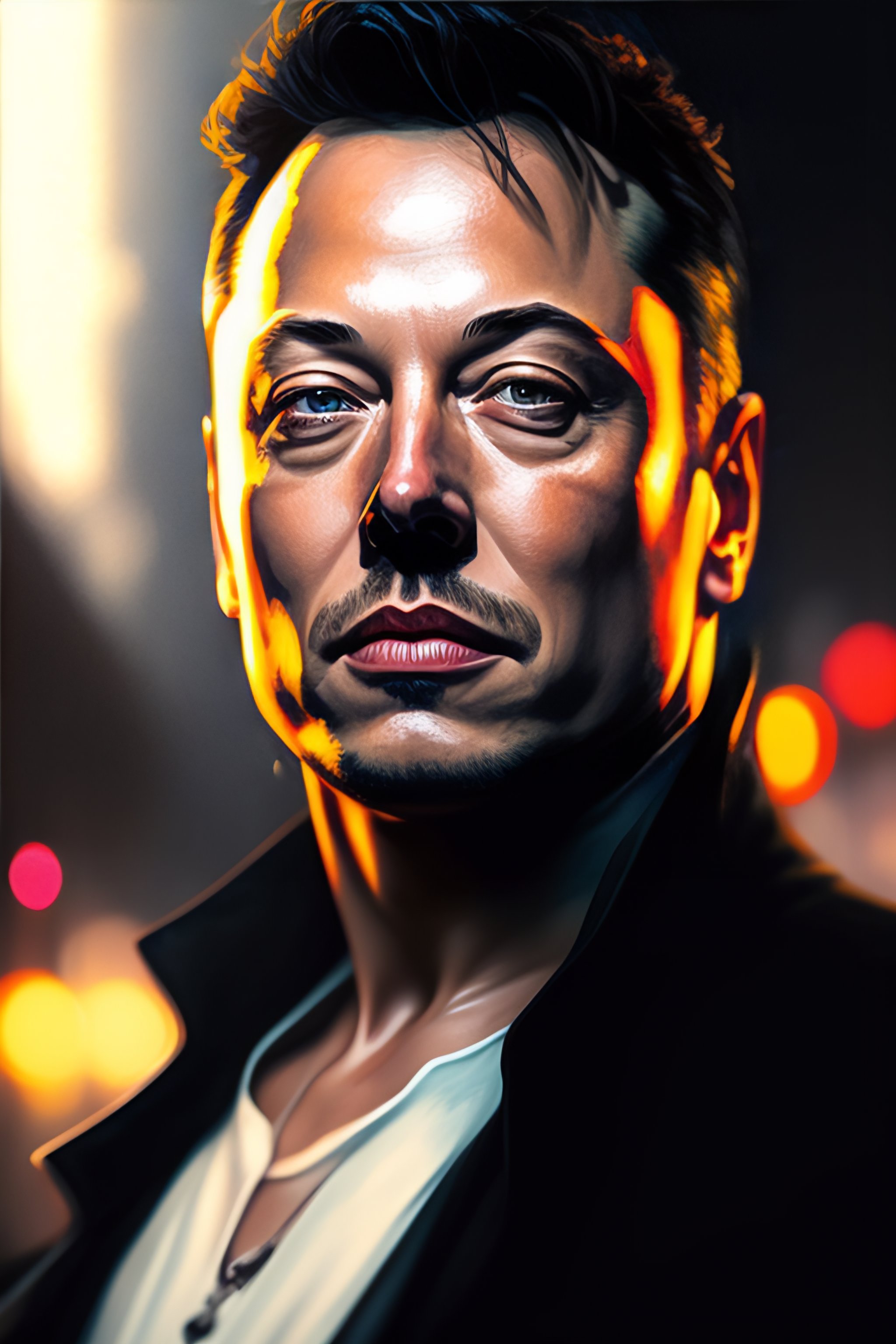 Lexica Elon Musk Hyperrealistic Portrait Bladerunner Street Art Of