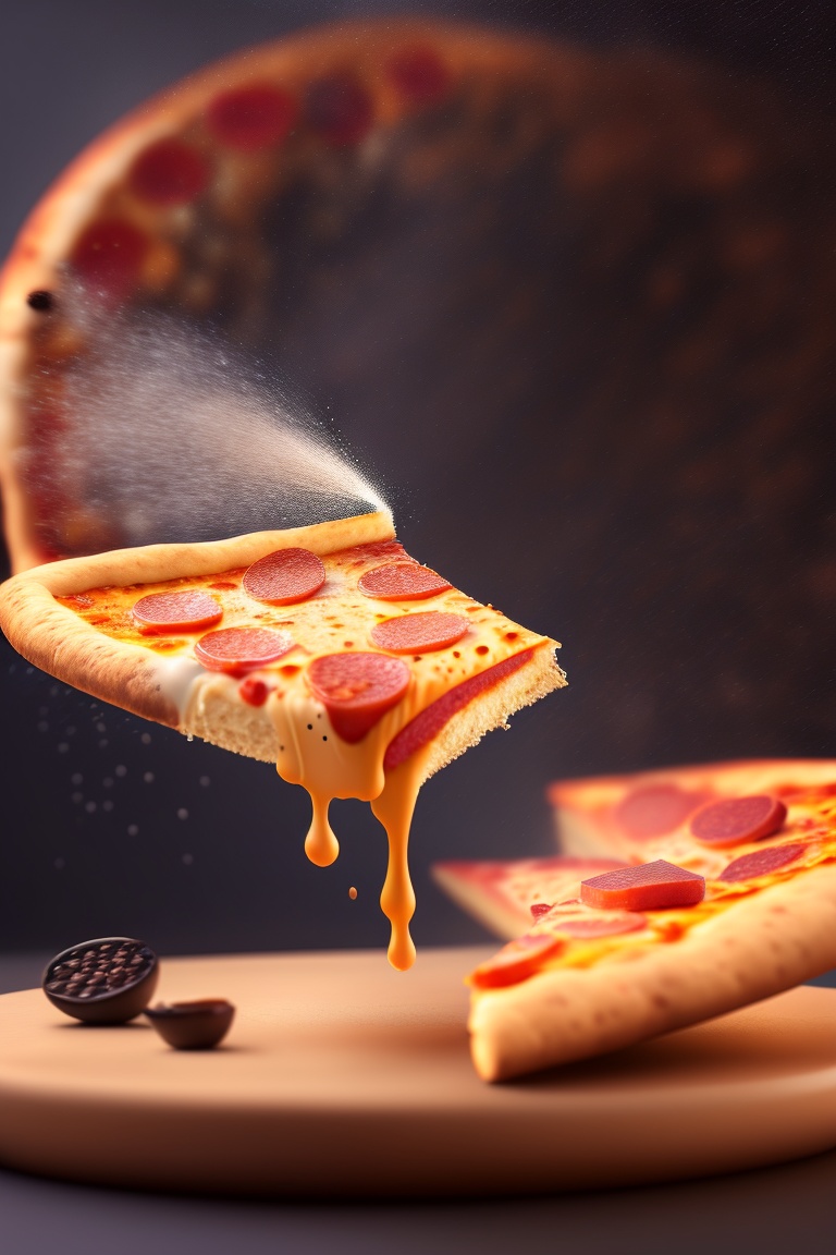 Lexica A Slice Of Pizza Falling Into The Air Super Realistic Food