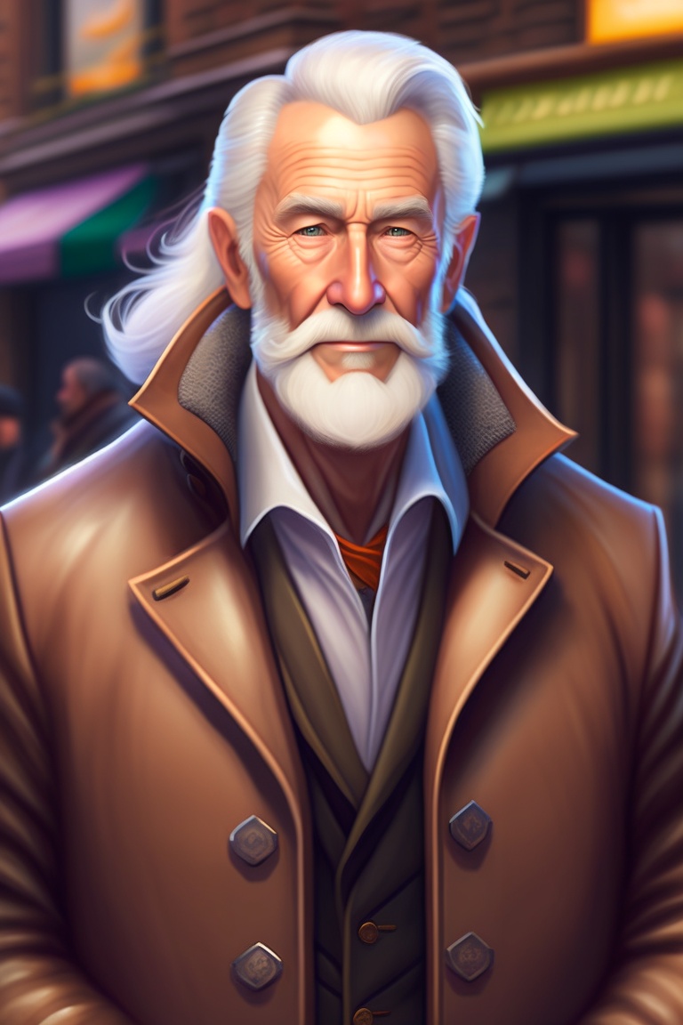 Lexica Old Man With Beautiful Face Facing Camera Wearing Long Coat