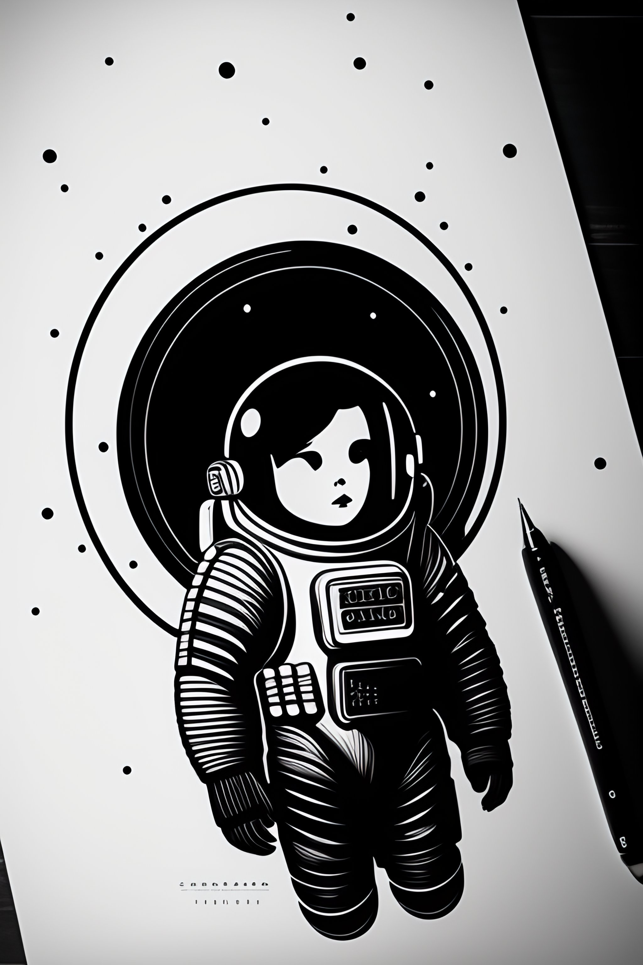 Lexica Create A Sketch Of A Black And White Astronaut Tattoo Design