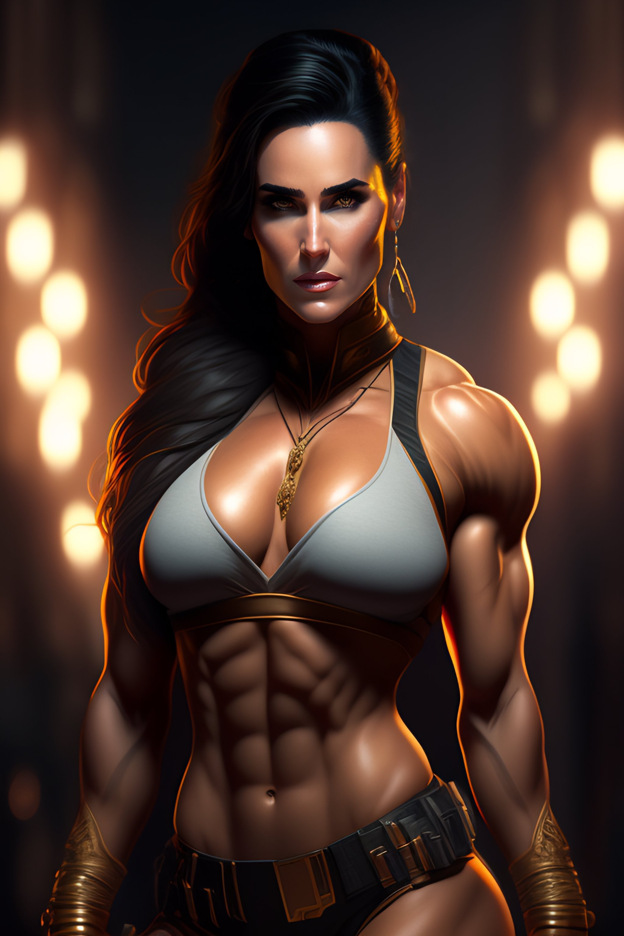 Lexica Full Body Portrait Of Muscular Jennifer Connelly As Lara Croft