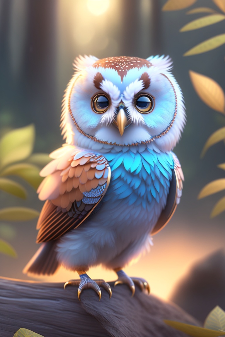 Lexica A Cute Adorable Baby Owl With Low Poly Eyes A Small Smile With