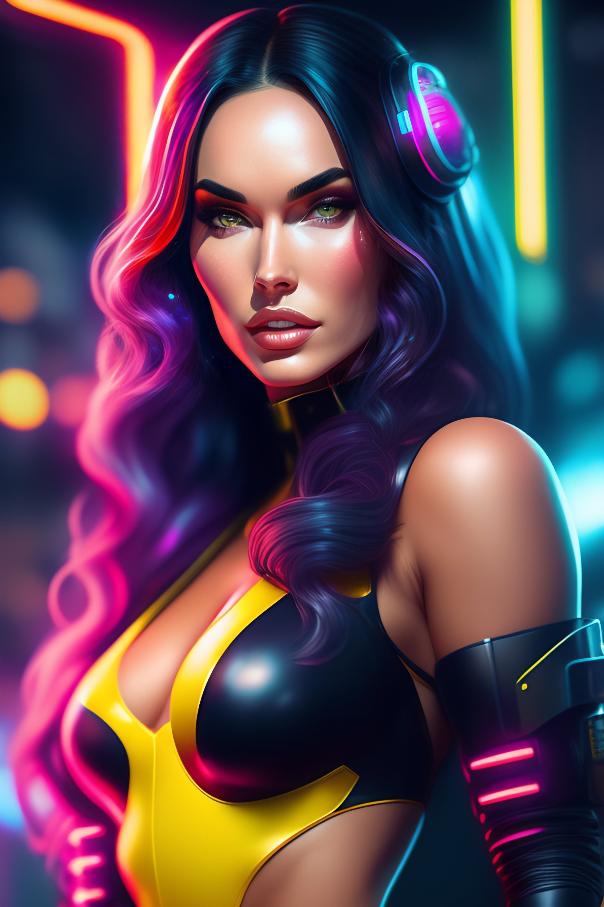 Lexica Megan Fox Pikachu Neon Cyberpunk Futuristic Highly