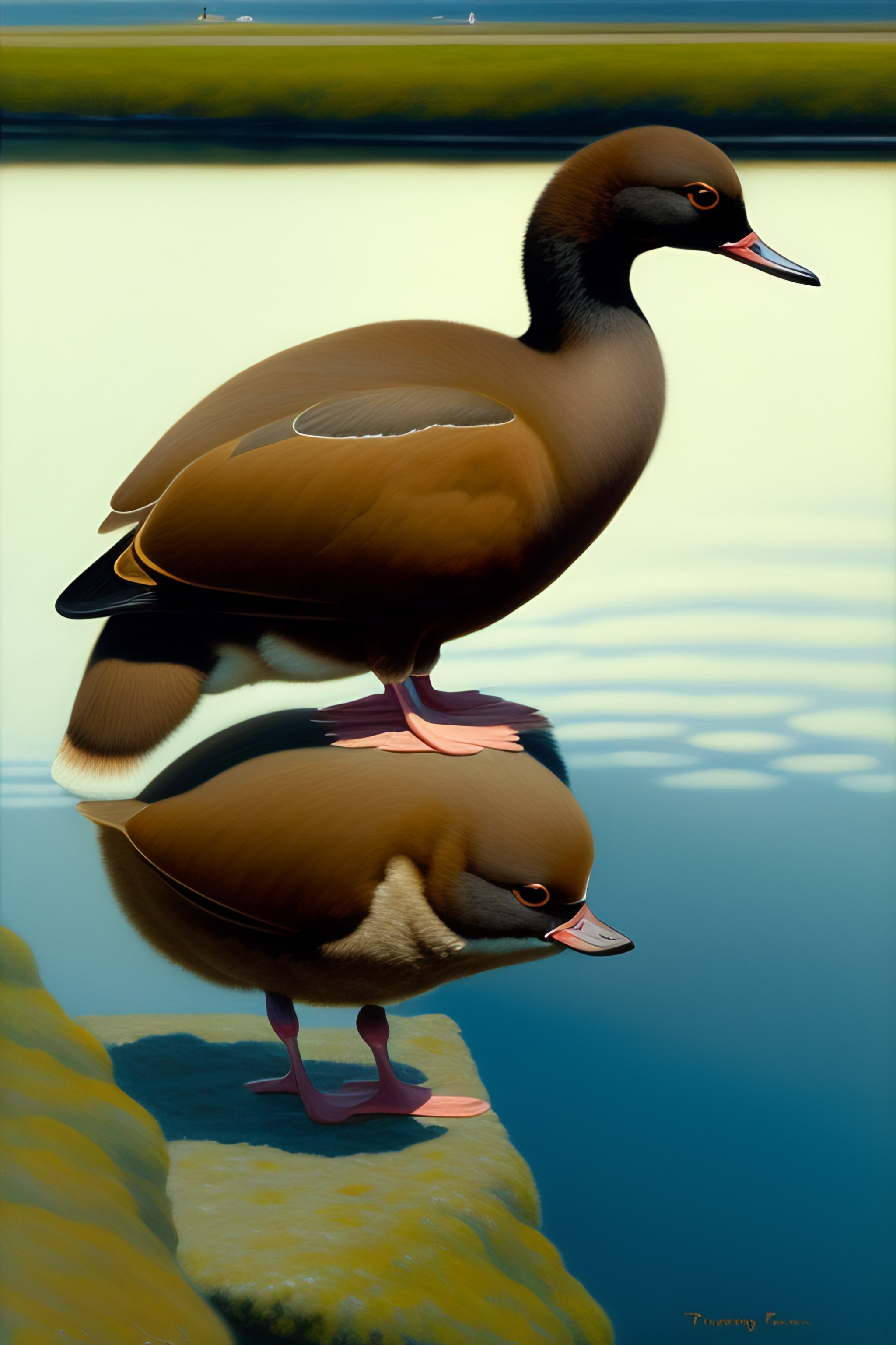 Lexica A Totally Flightless Brown Widgeon On The Prowl Oil Painting