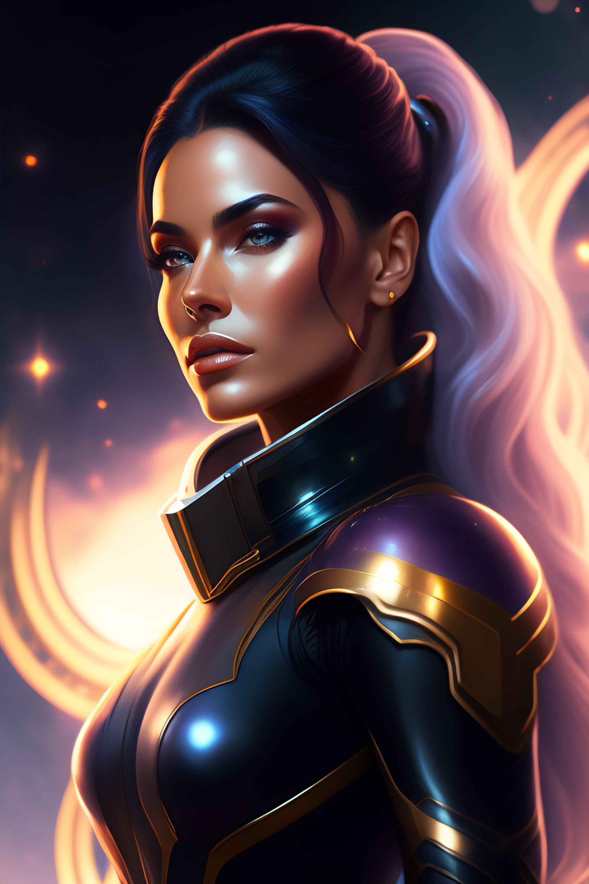 Lexica Portrait Of A Beautiful Full Body Female Space Captain Default