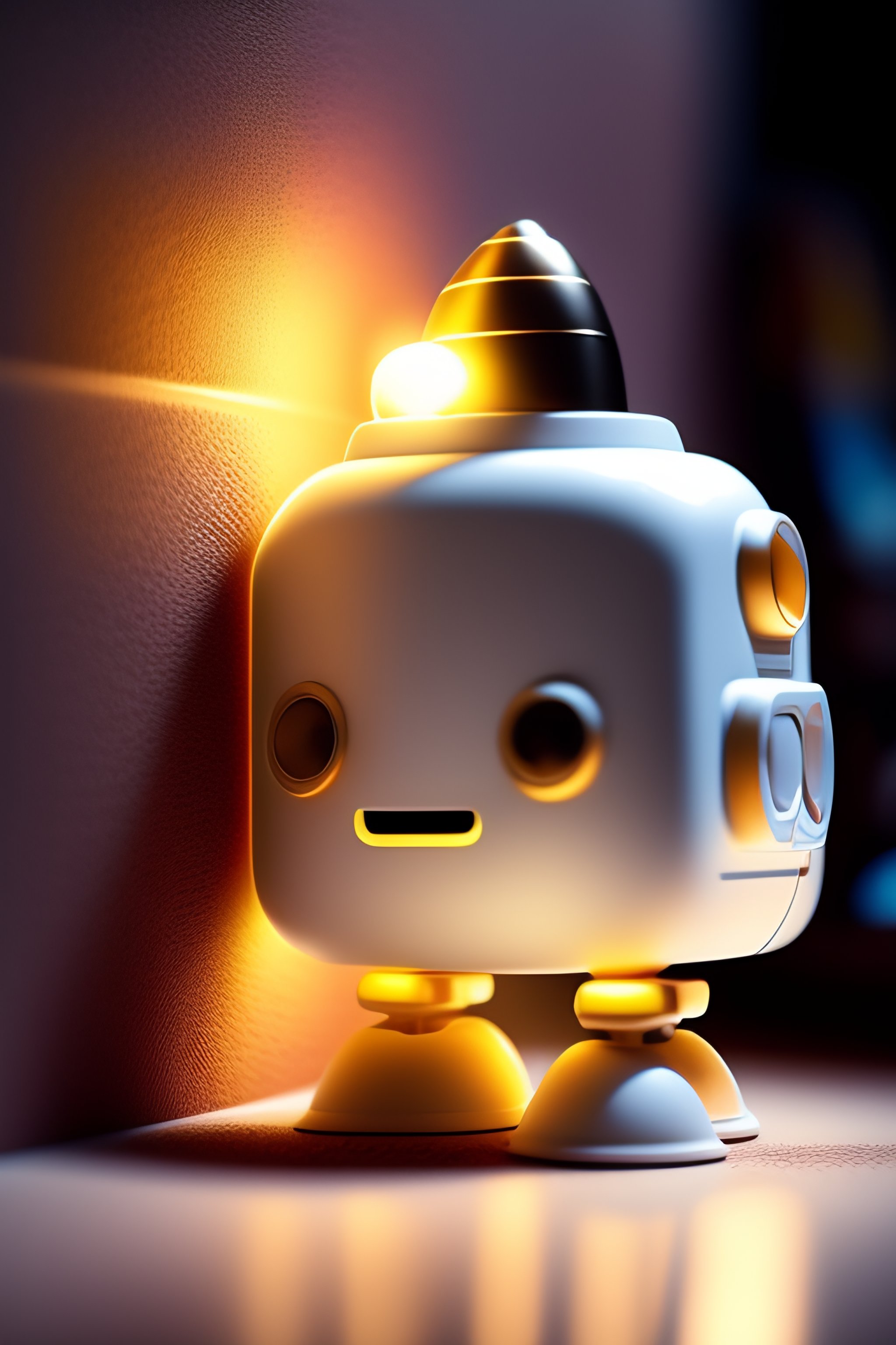 Lexica A Toy Robot With A Nose That Is A Light Bulb That Shines On A