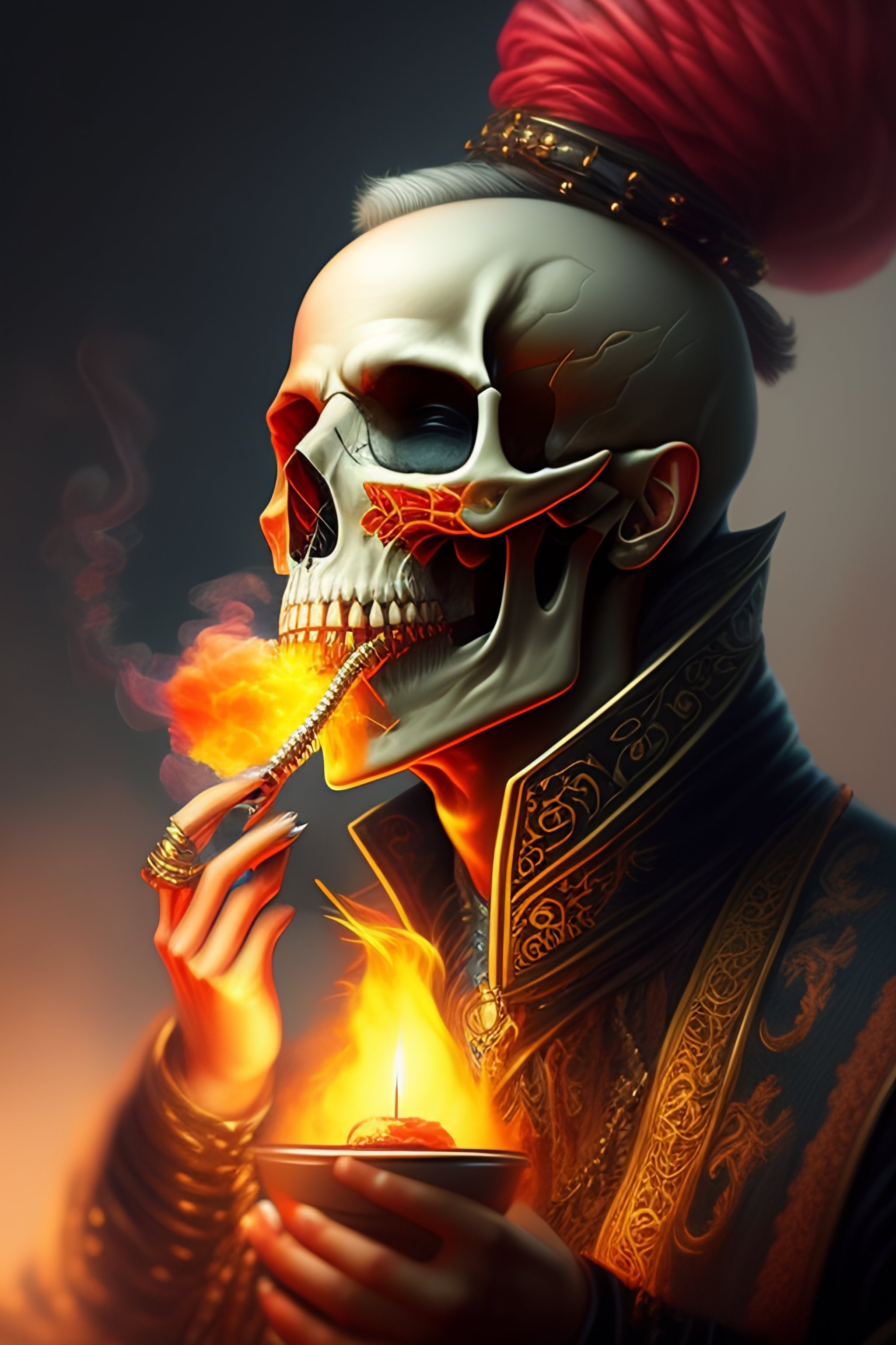 Lexica A Skull Smoking One Cigar Fantasy Intricate Elegant Highly