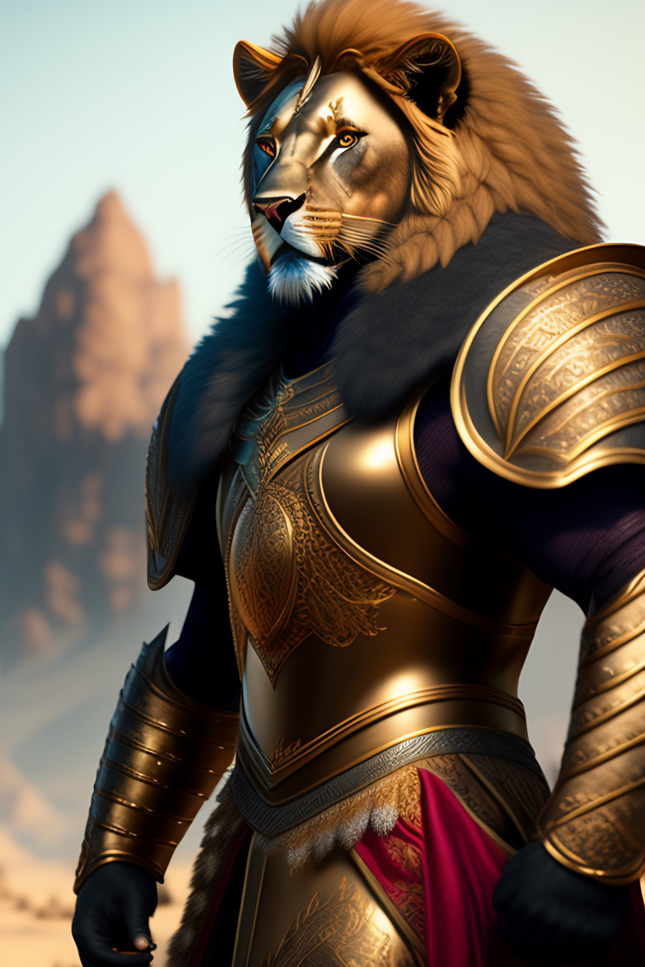 Lexica High Quality Photo Fullbody Of A Male Anthro Lion Wearing High