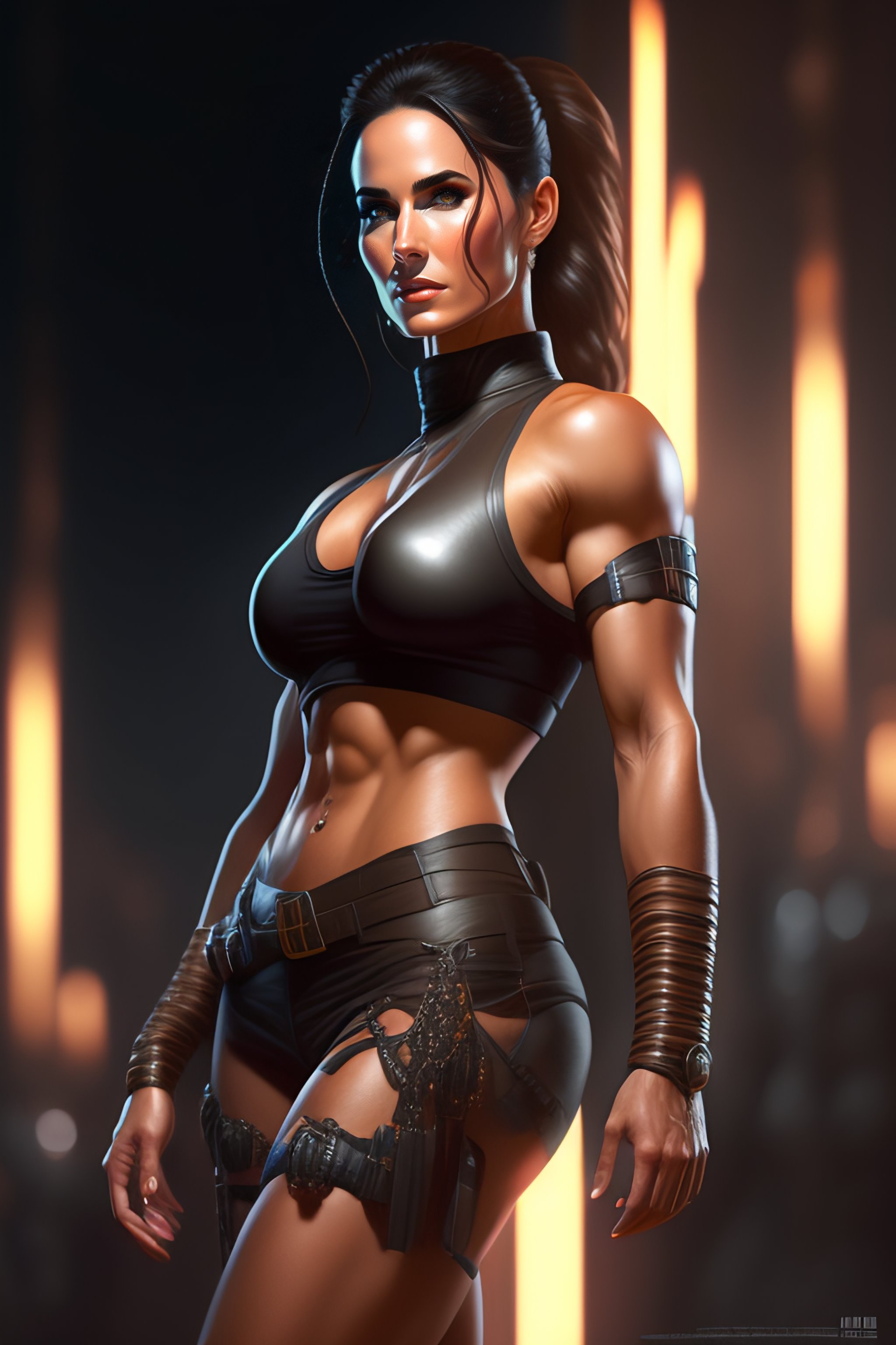 Lexica Full Body Portrait Of Thin Muscular Jennifer Connelly As Lara