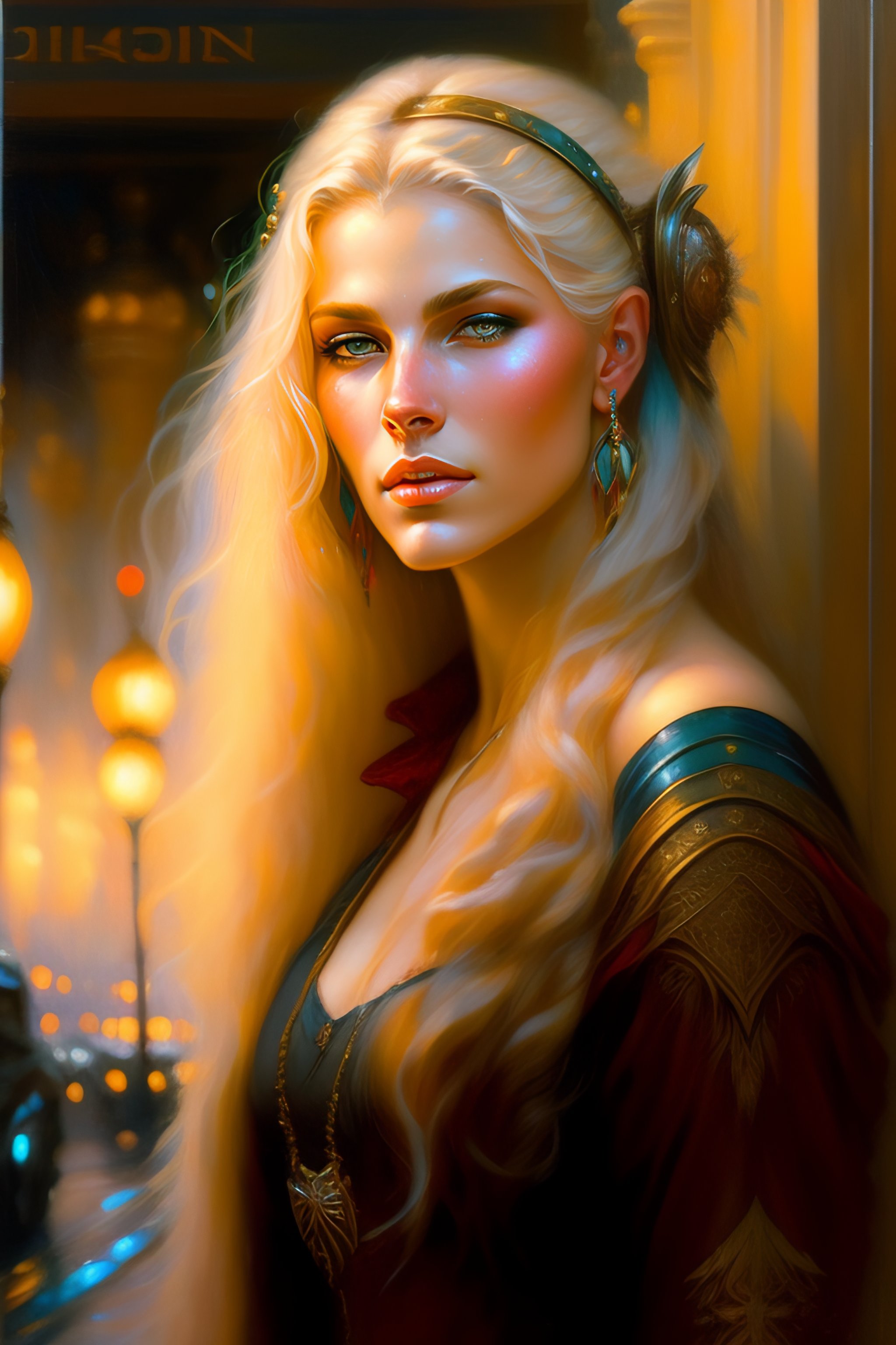 Lexica Gaston Bussiere Blonde Cyberpunk Portrait