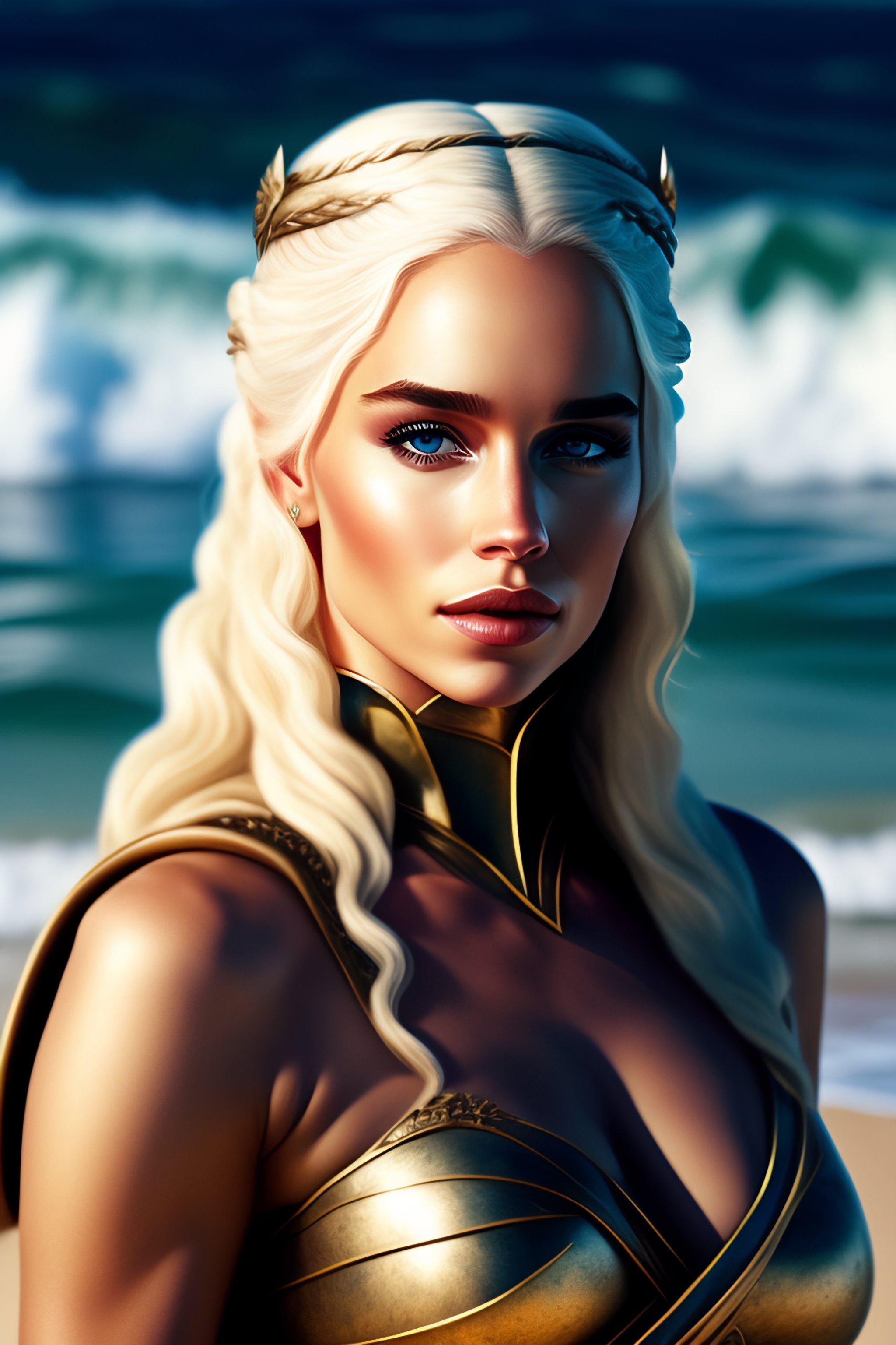 Lexica Daenerys Targaryen With A Lightsaber On The Beach