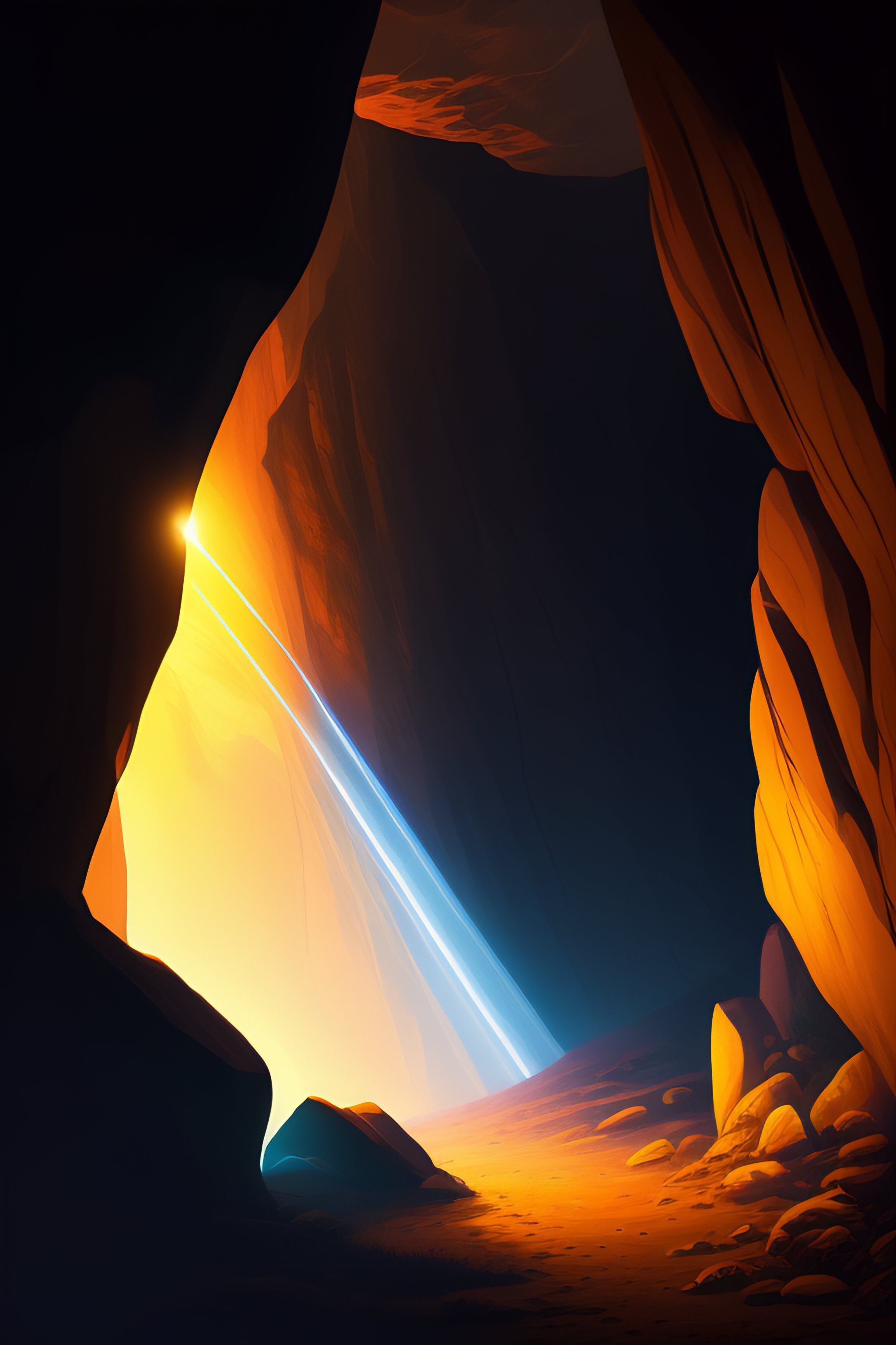 Lexica Sunbeam In A Dark Cave Cinematic Illustrations