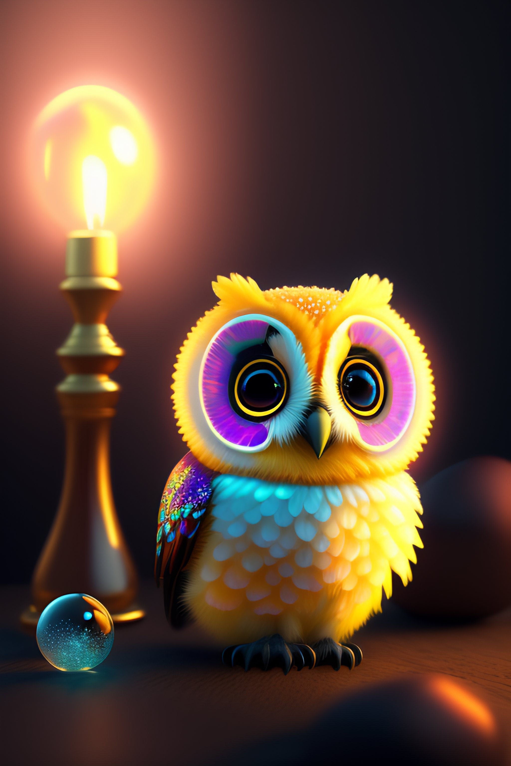 Lexica A Cute Adorable Baby Owl Made Of Crystal Ball With High Poly