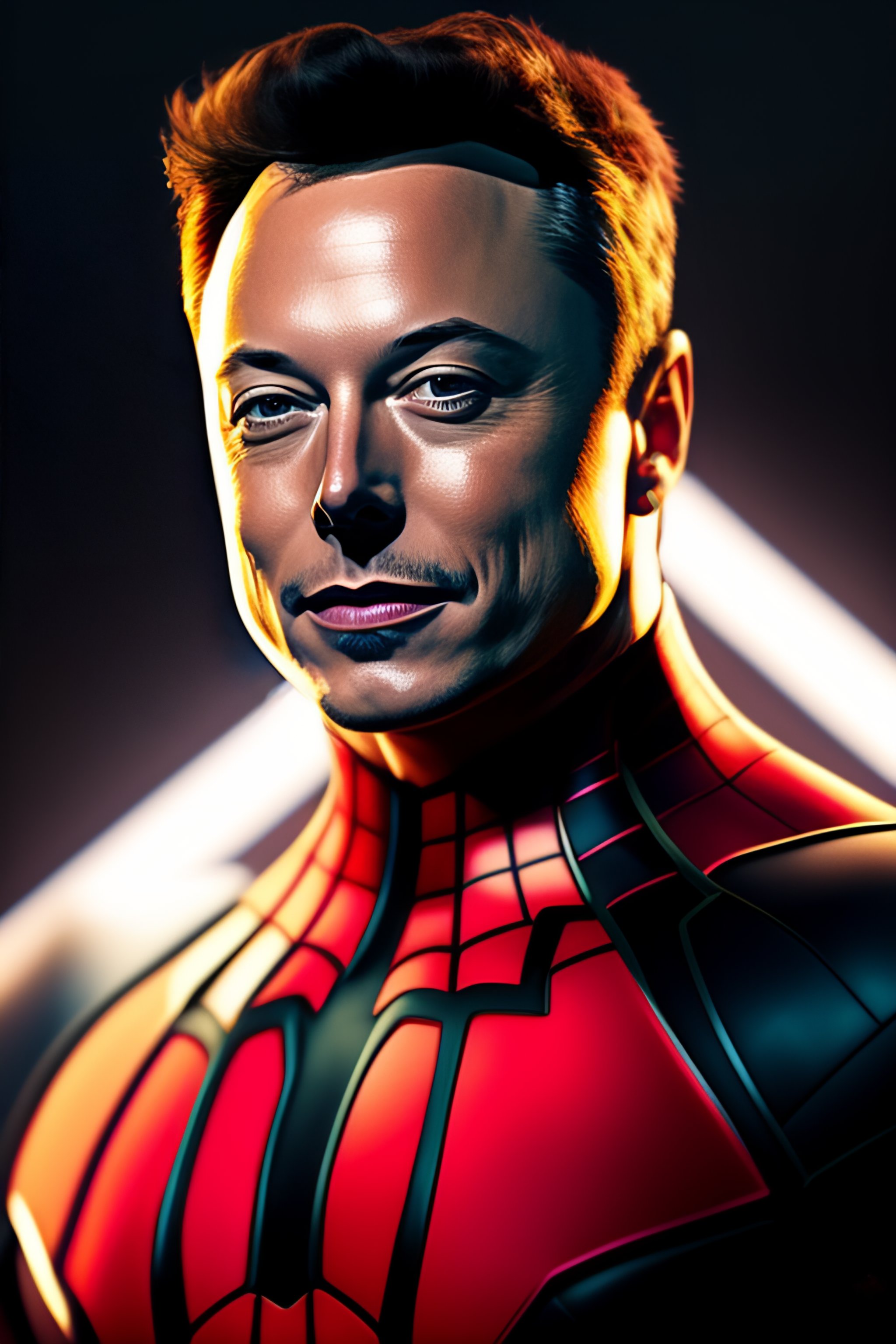 Lexica Portrait Of Elon Musk Dressed As Spiderman