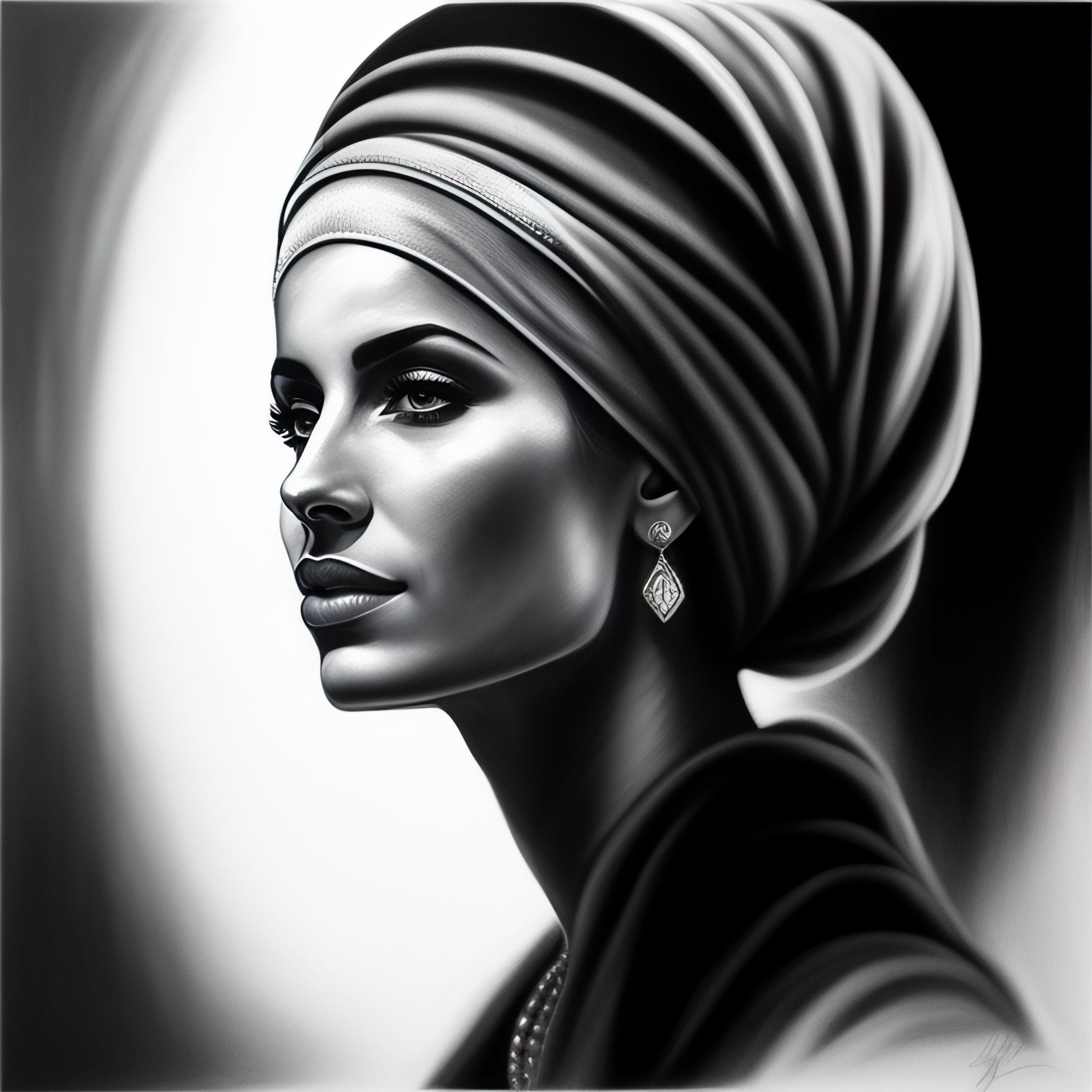 Lexica Charcoal On Paper Portrait Of Nefertiti Working Class Woman