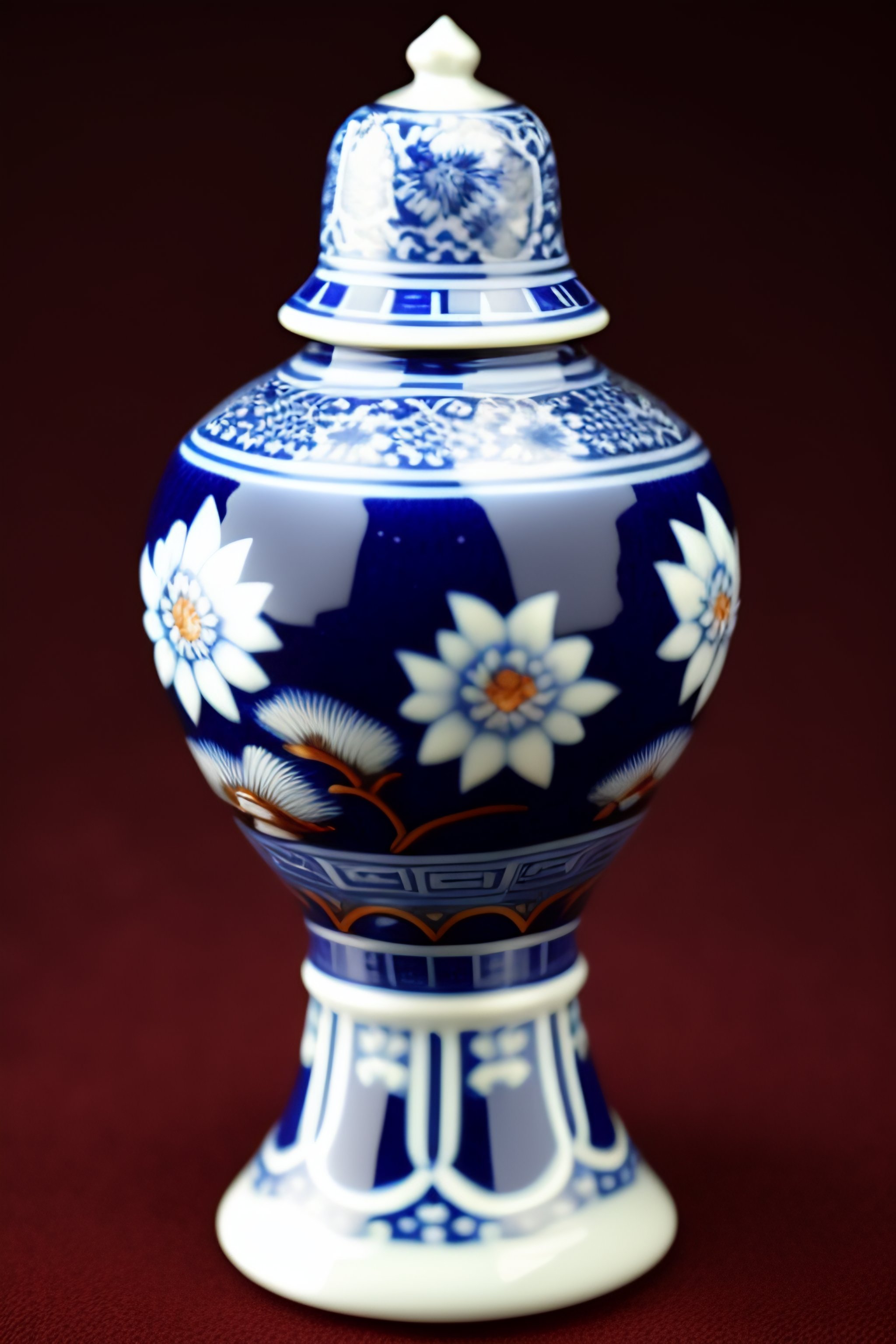 Lexica Chinese Blue And White Decorative Floral Porcelain Figurine Of