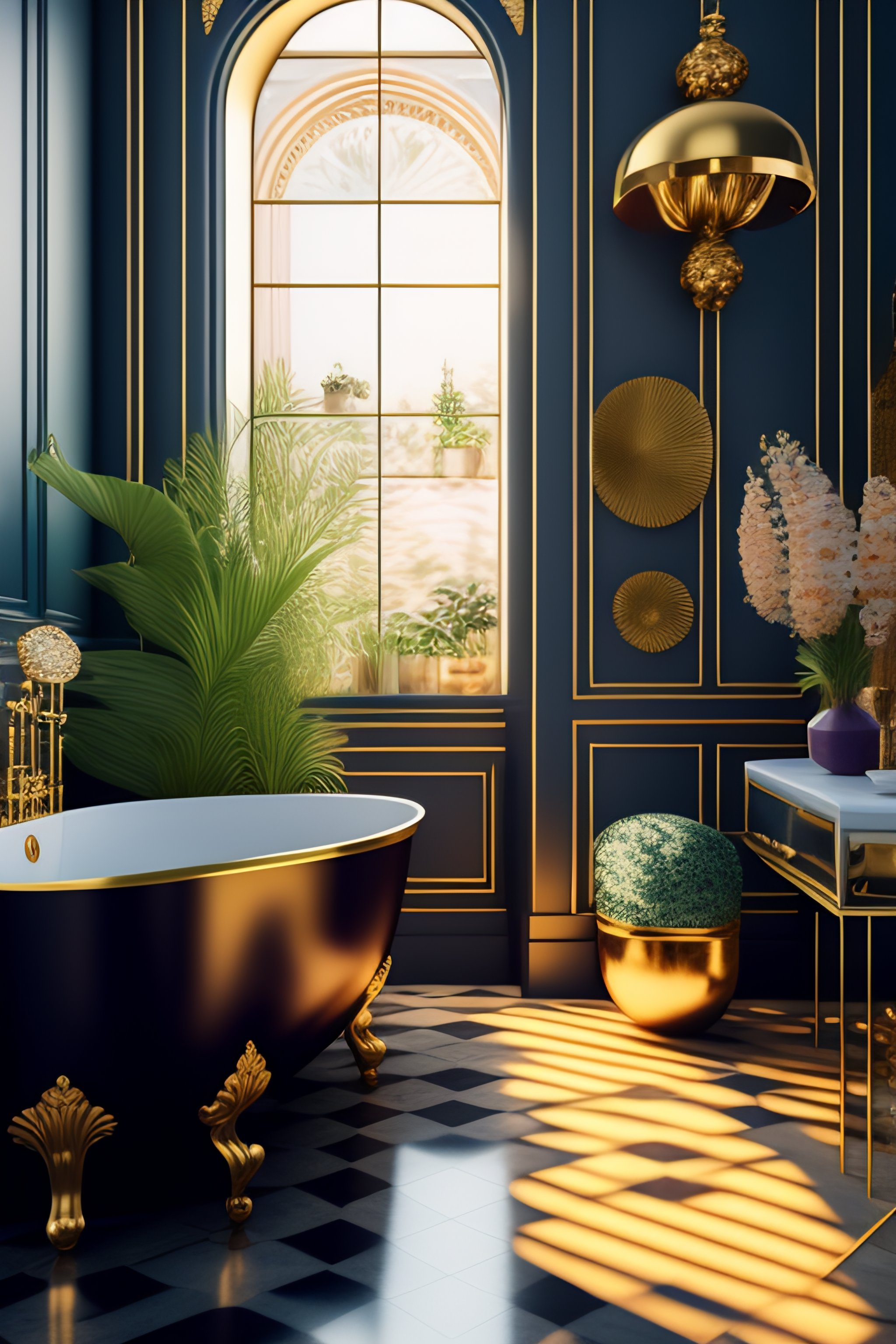 Lexica Architectural Digest Photo Of A Maximalist Bathroom Living