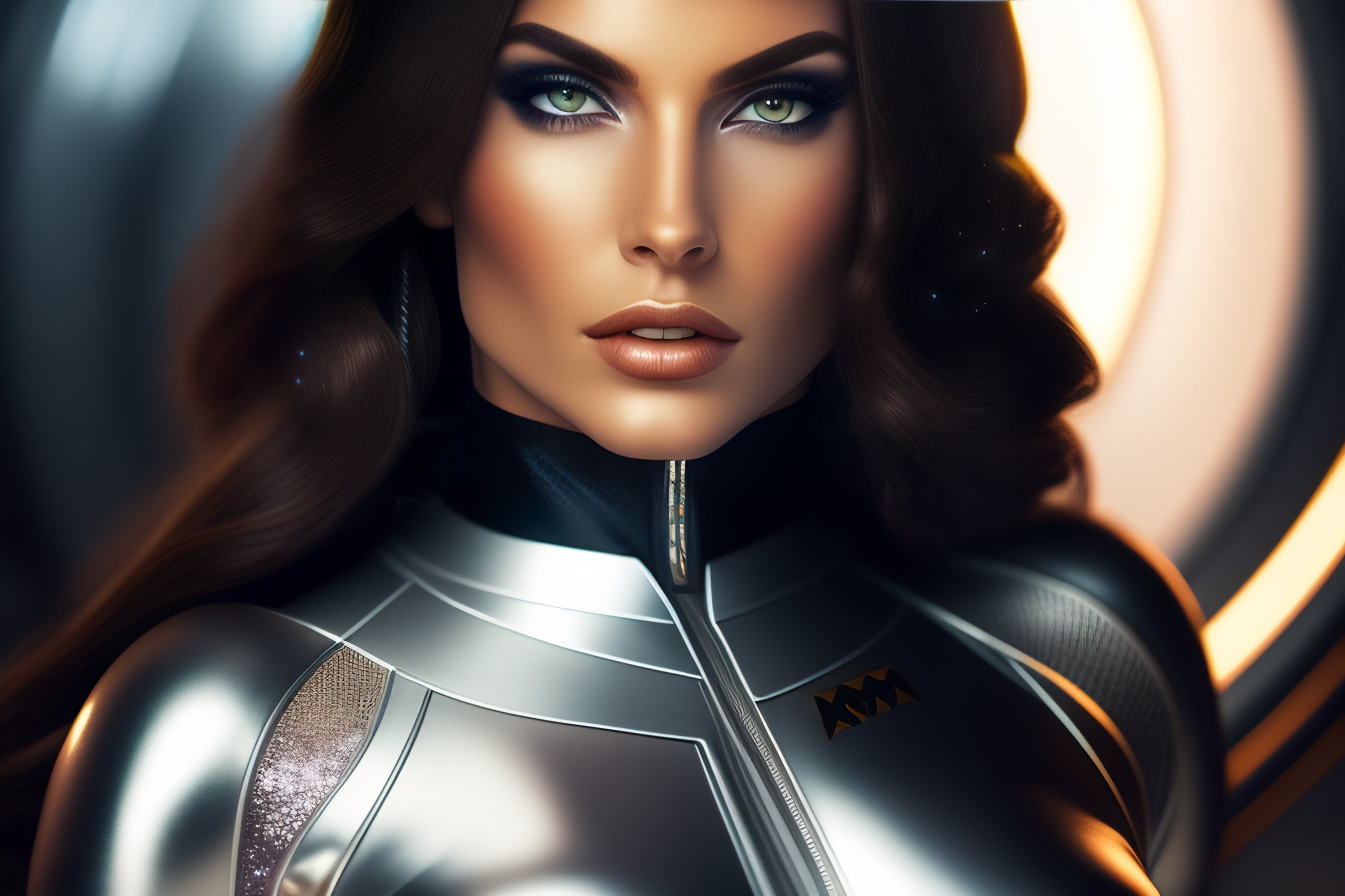 Lexica Beautiful Hot Spacegirl In Silver Catsuit A Real Actionhero