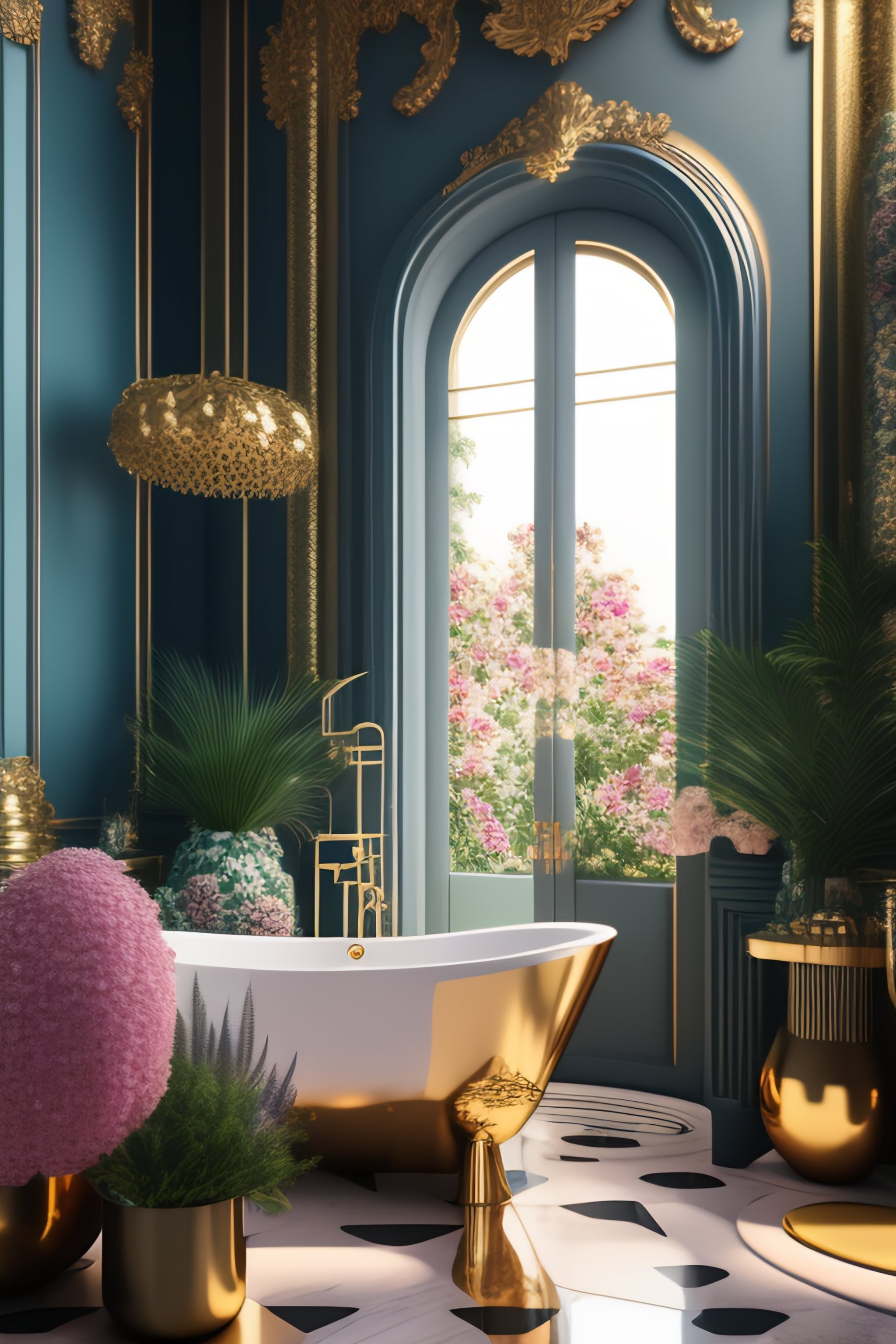 Lexica Architectural Digest Photo Of A Maximalist Bathroom Living