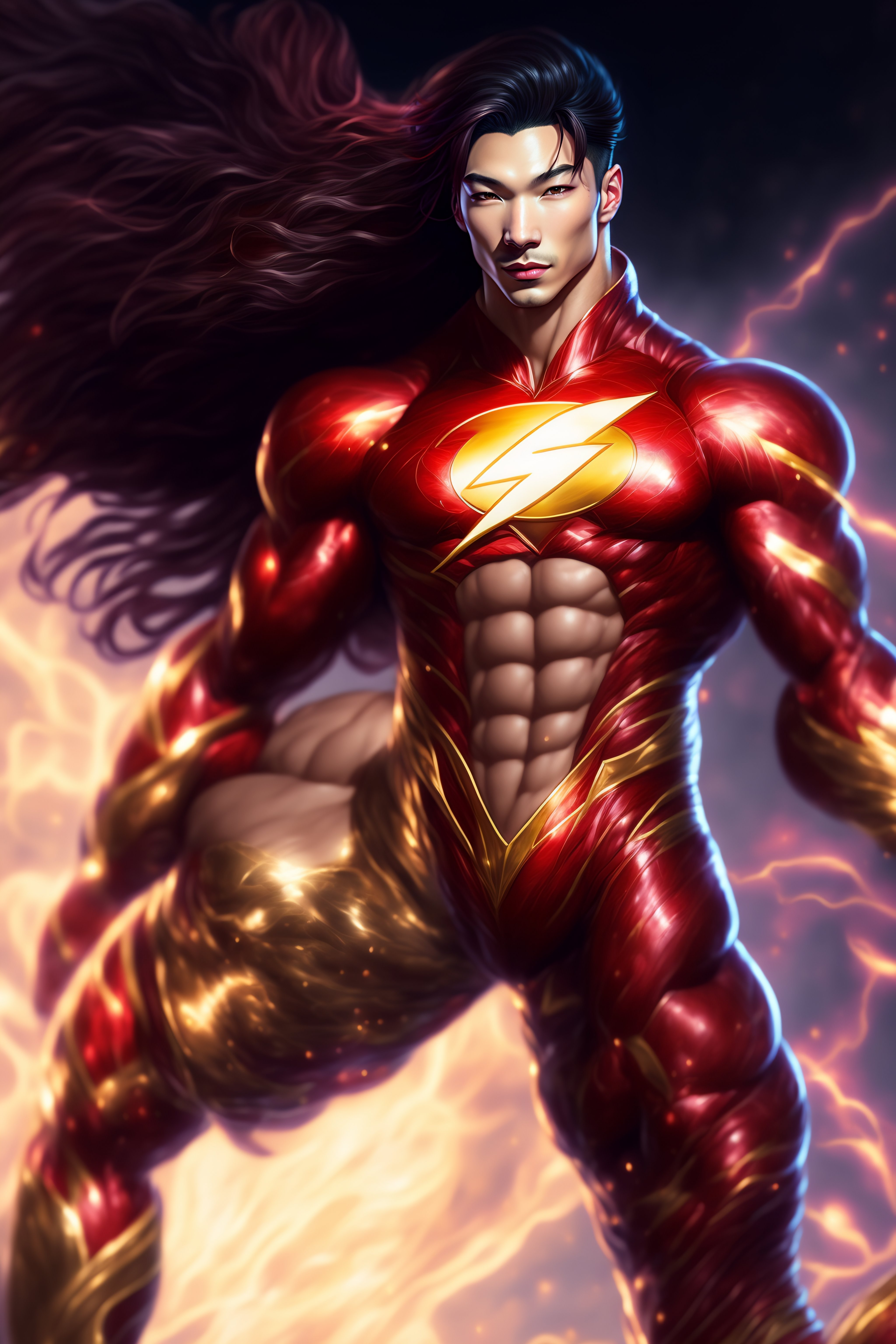 Lexica Full Body Potrait Of Ezra Miller As Super Muscular Flash Anime