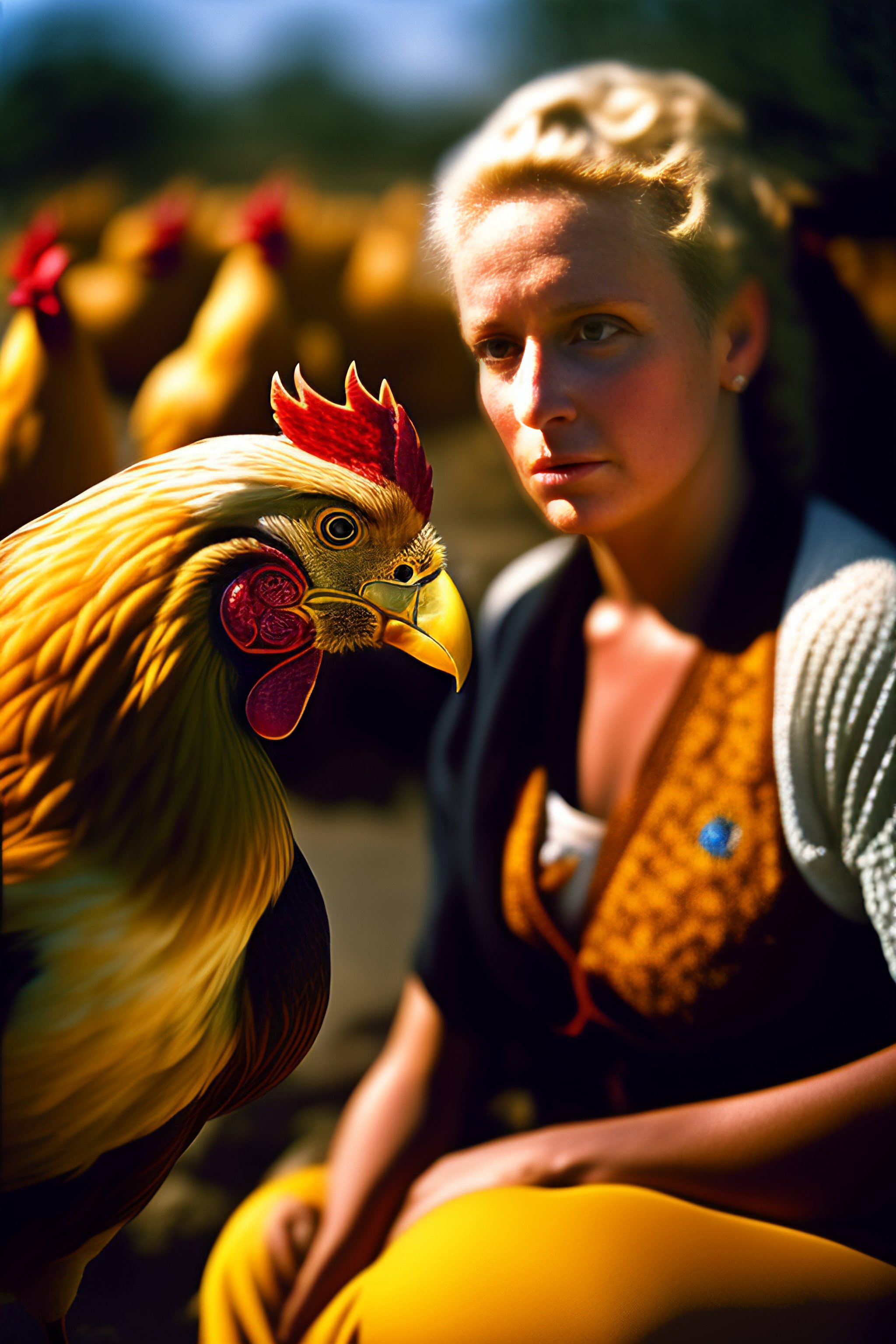 Lexica Alex Webb Photography Casual Woman While With Her Chicken