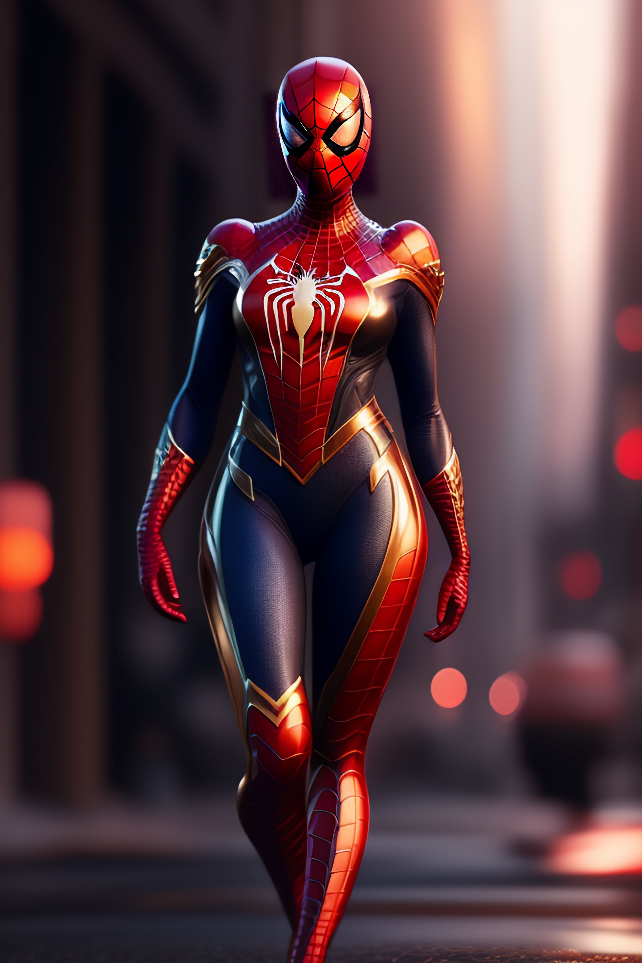 Lexica A Female Version Of Spider Man In Full Body View Dream Like