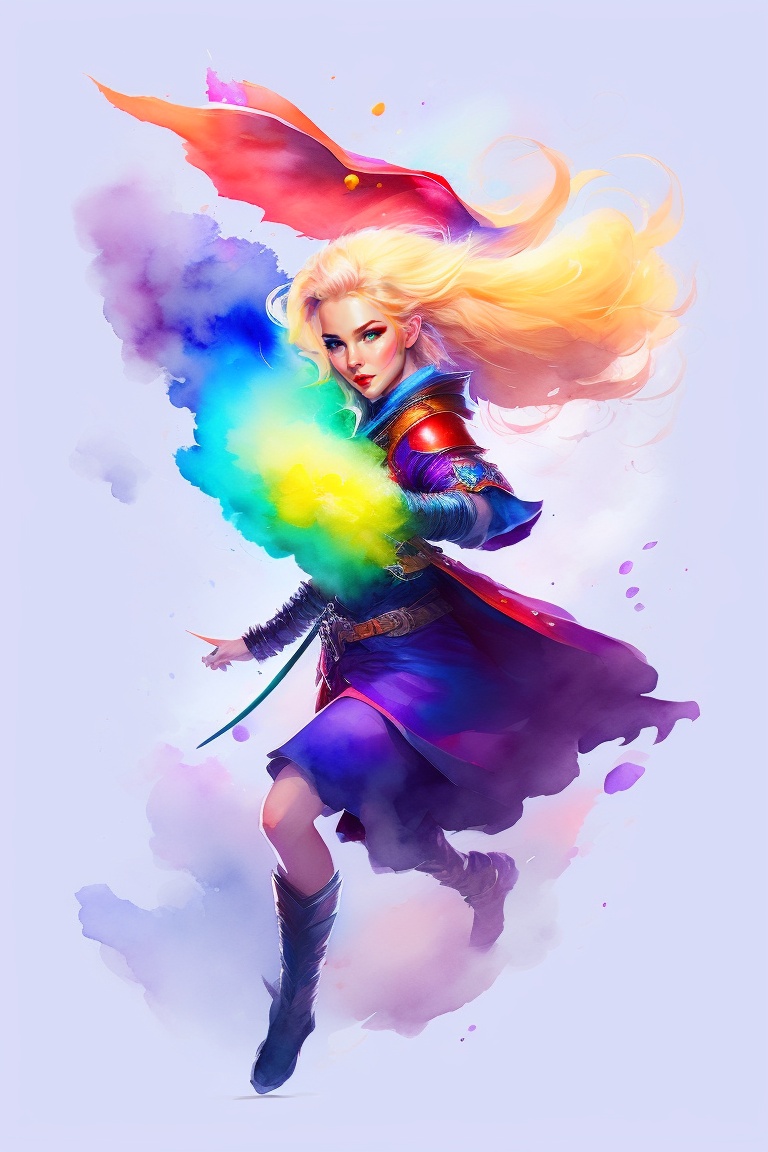 Lexica Watercolor Style Beautiful Blond Witch Fighting Deamon