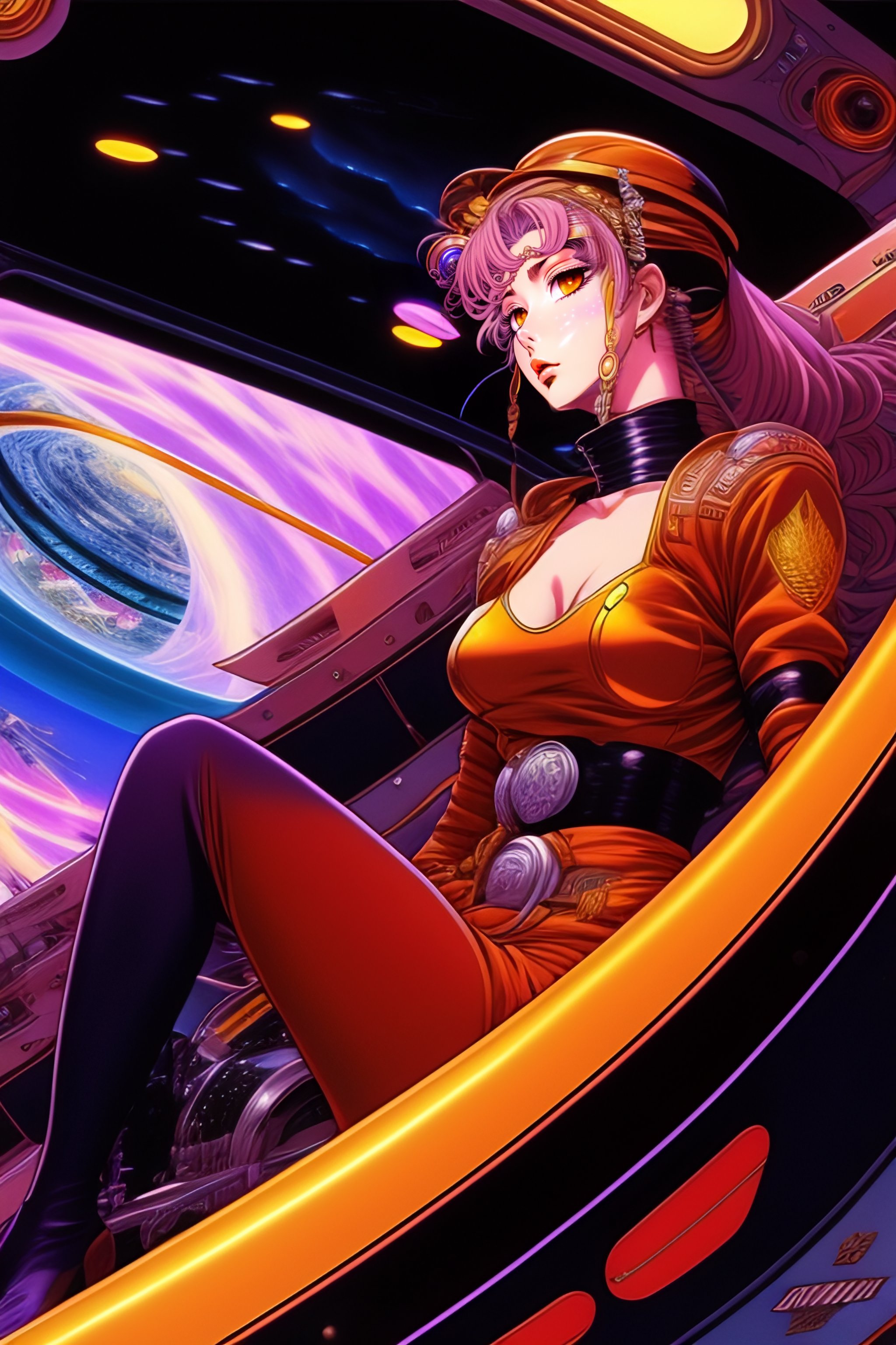 Lexica Vintage S Anime Style Cluttered Starship Interior Woman