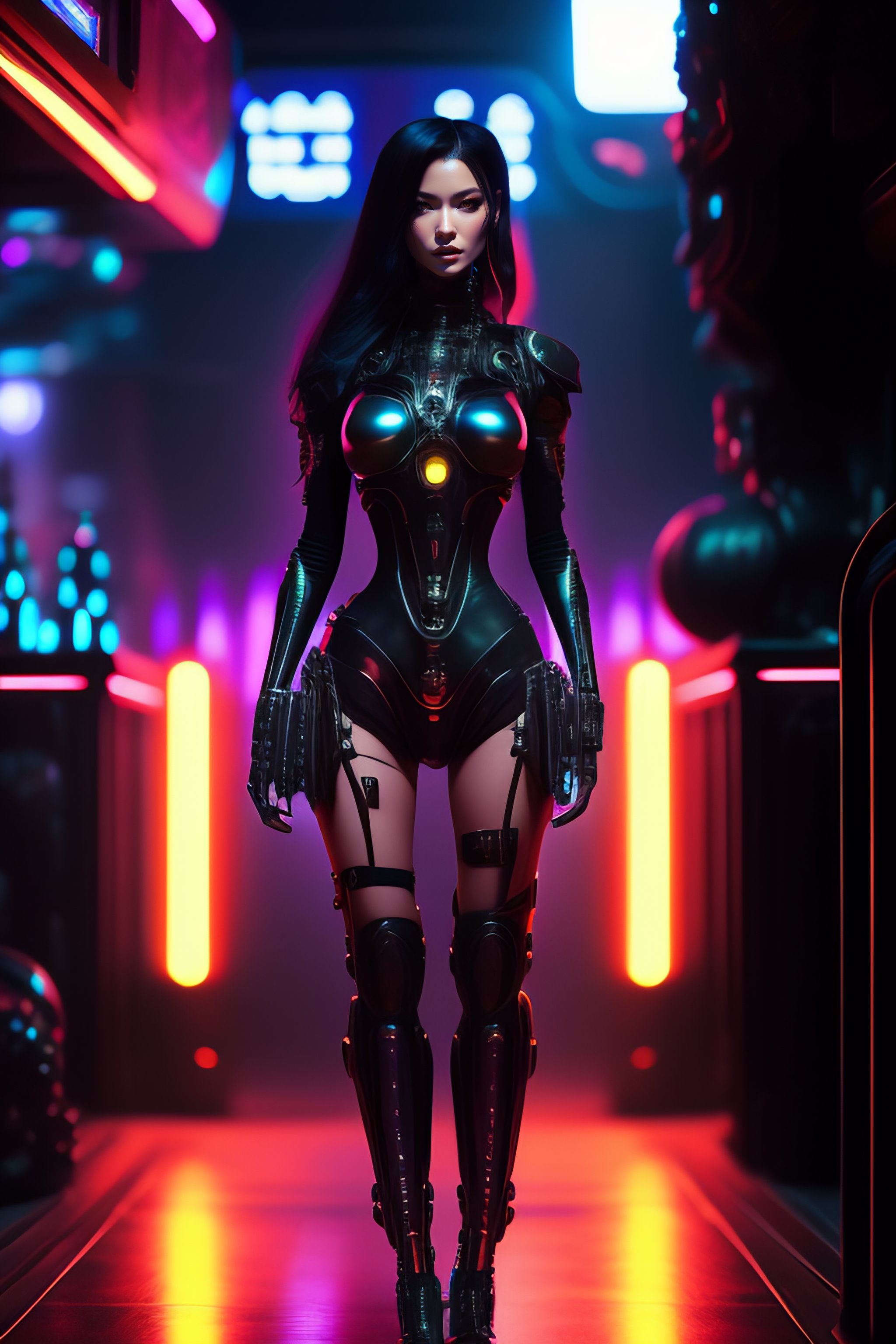 Lexica Cute Model Girl Alien Biomechanical Full Body Cinematic