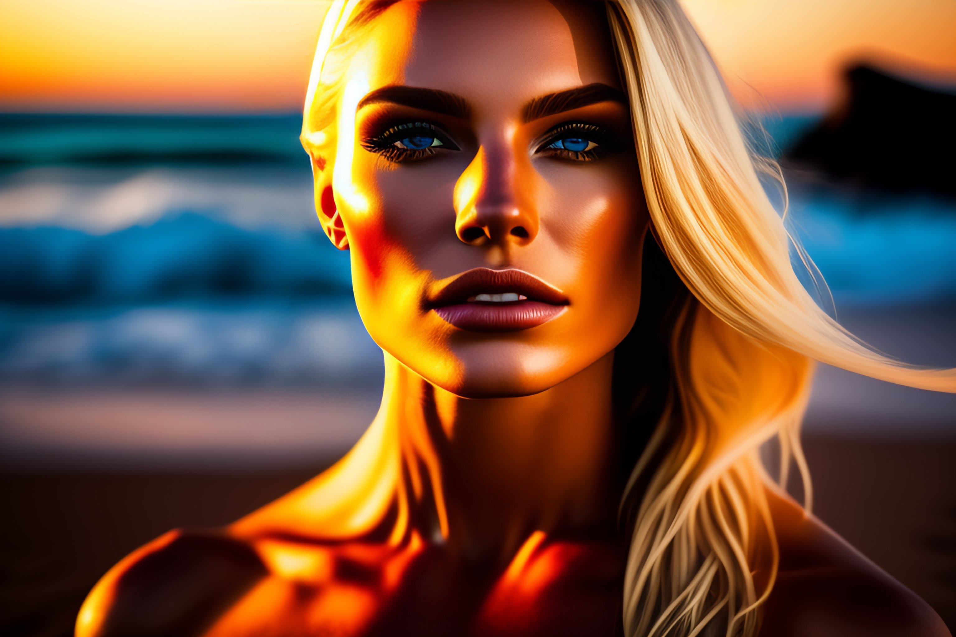 Lexica Beautiful Blonde Woman Super Model Face Symmetrical Cinematic