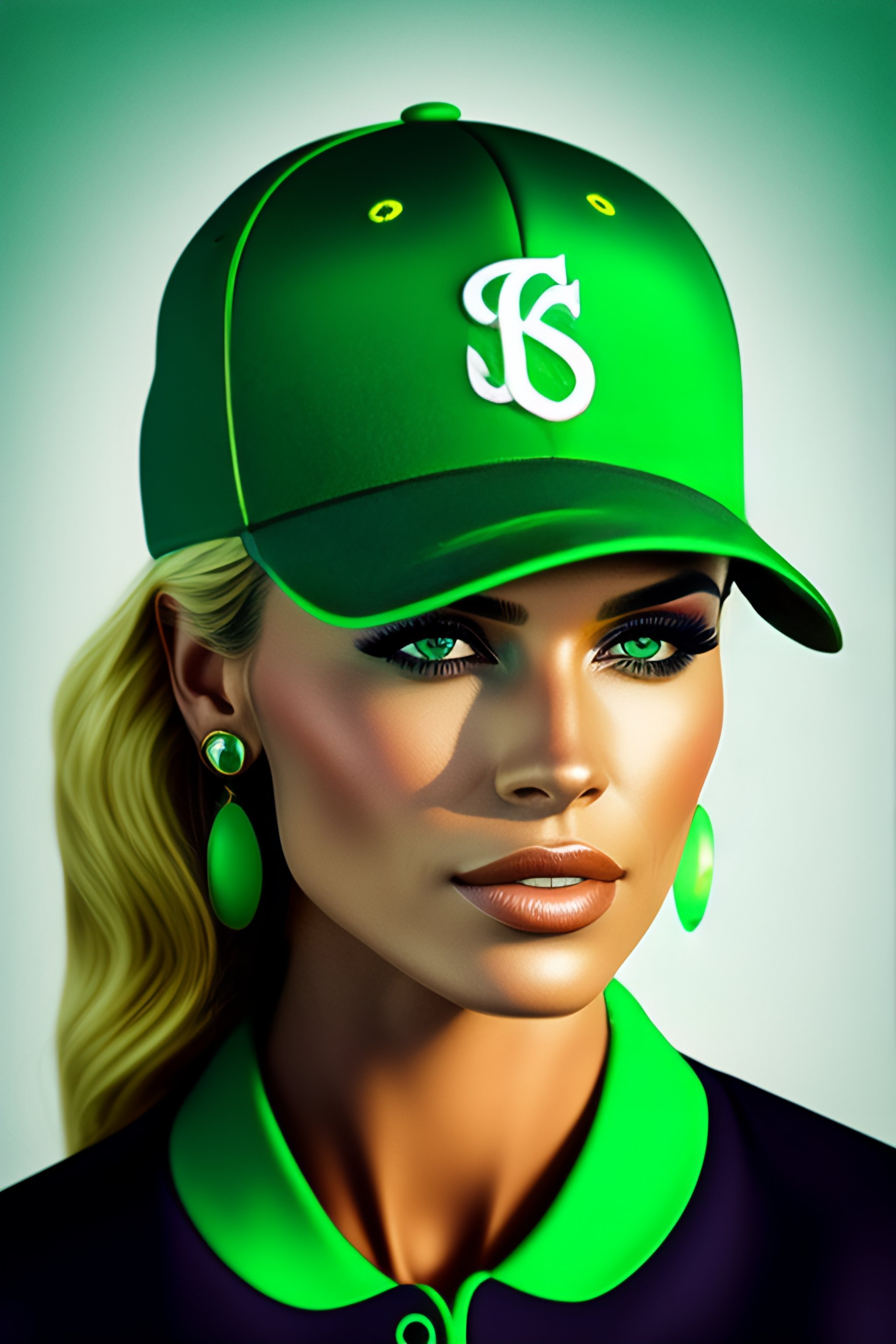 Lexica Aqua Eyes Baseball Cap Blonde Hair Closed Mouth Earrings