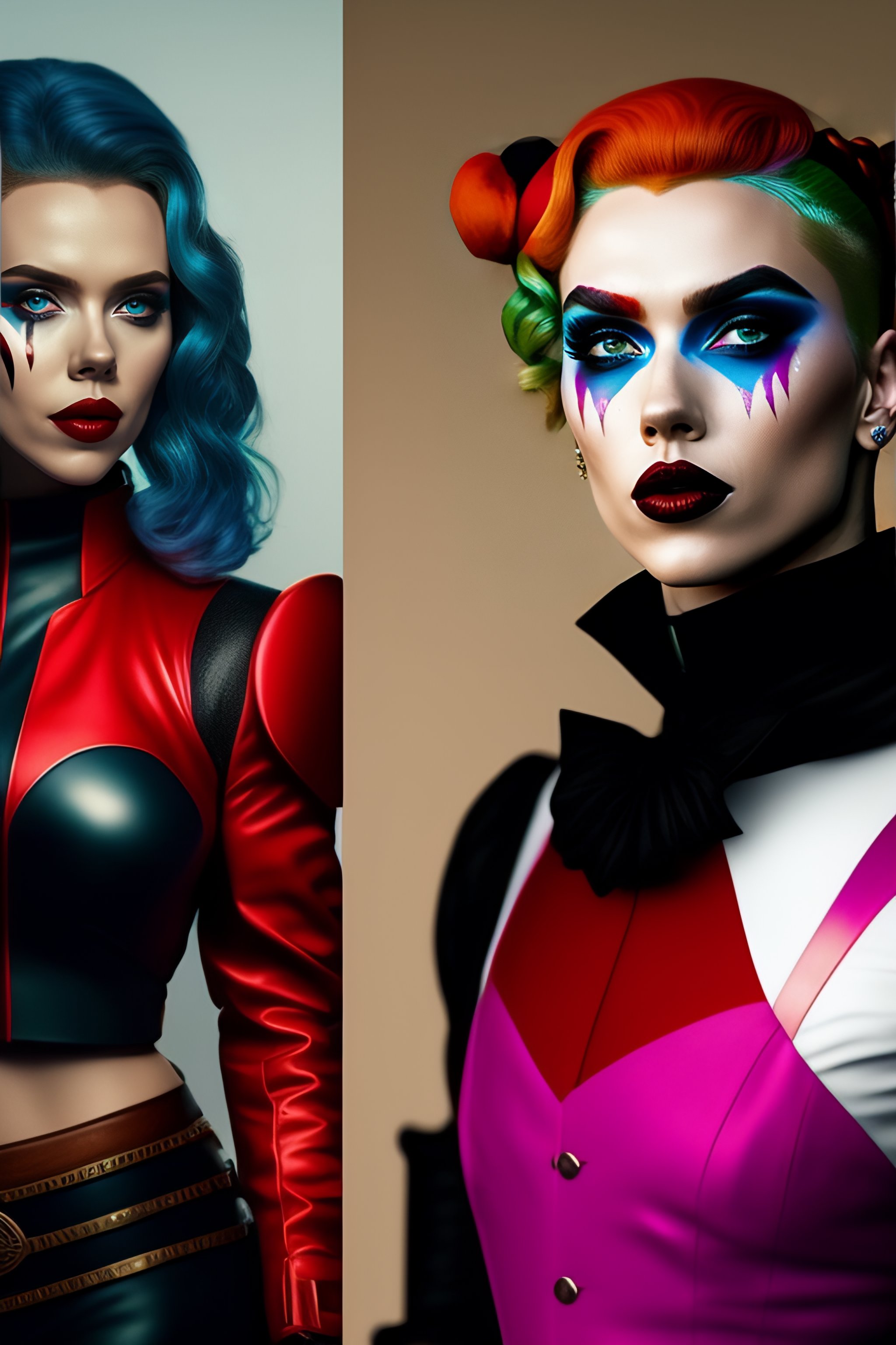 Lexica Scarlett Johansson As Harley Quinn Walking Beside Harry Style