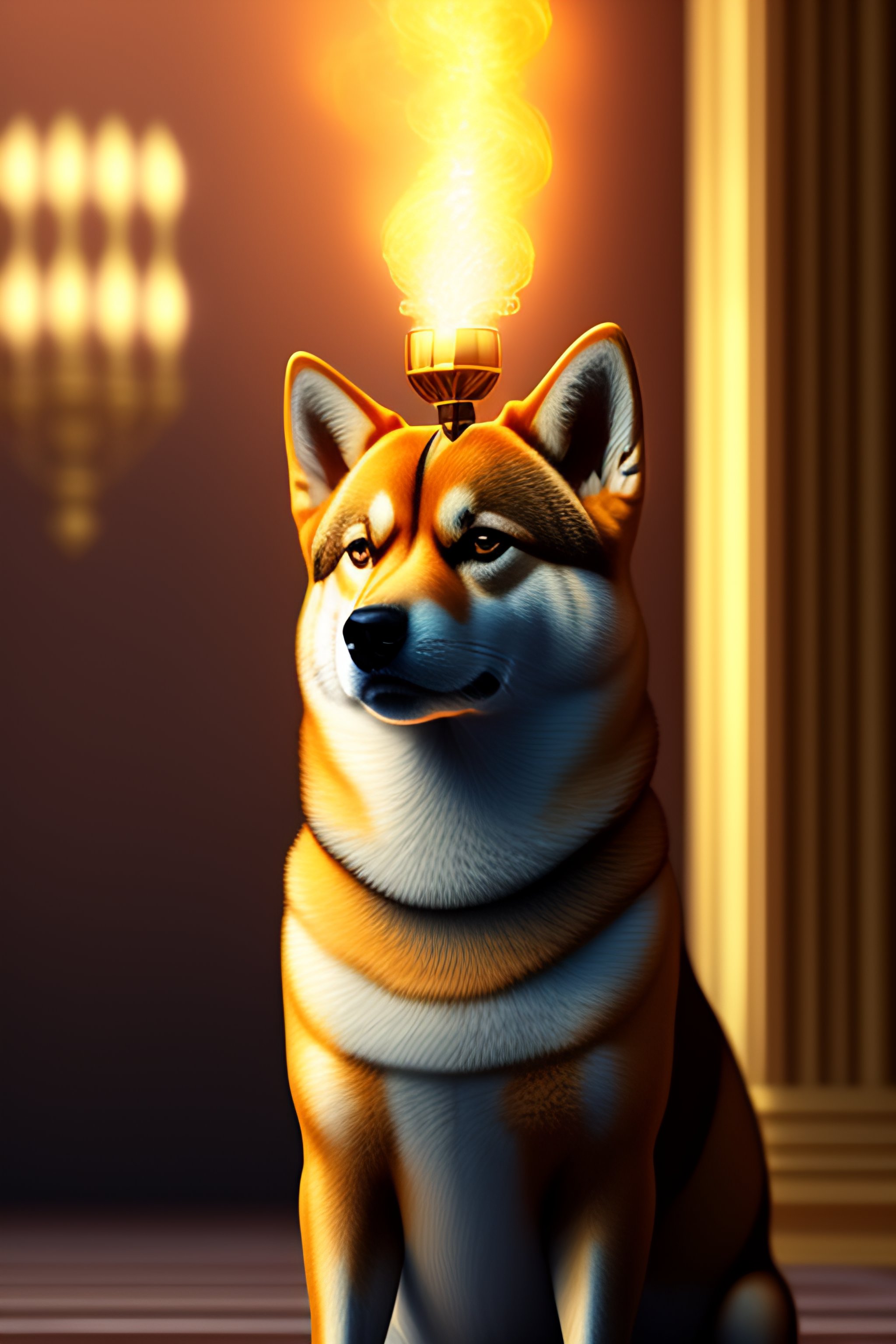 Lexica Cinematic Portrait Of Cute Shiba Inu Inside A Hall Of A