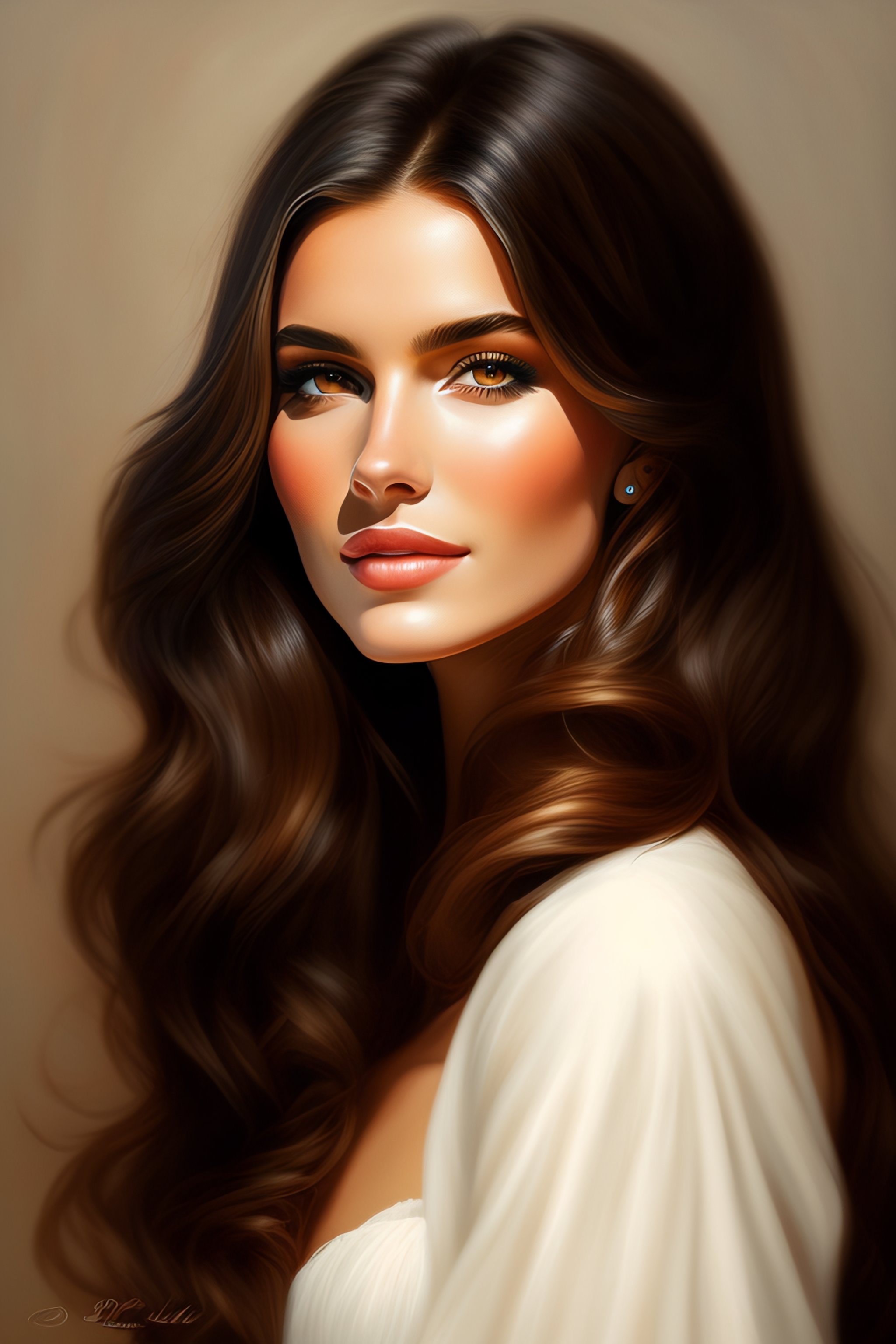 Lexica Portrait Draw Beautiful Girl Brunette