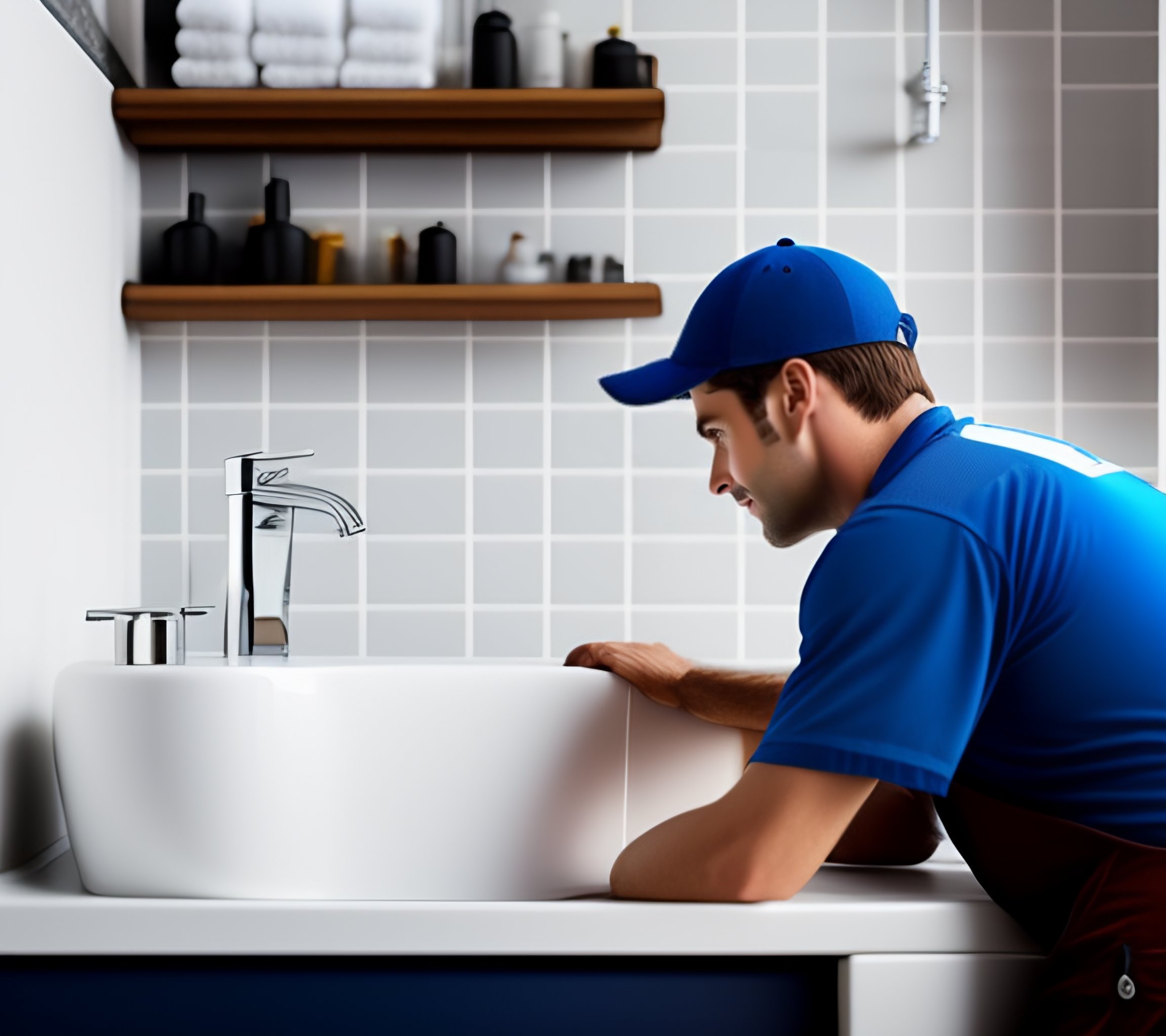 Lexica Plumber At Work In A Bathroom Plumbing Repair Service