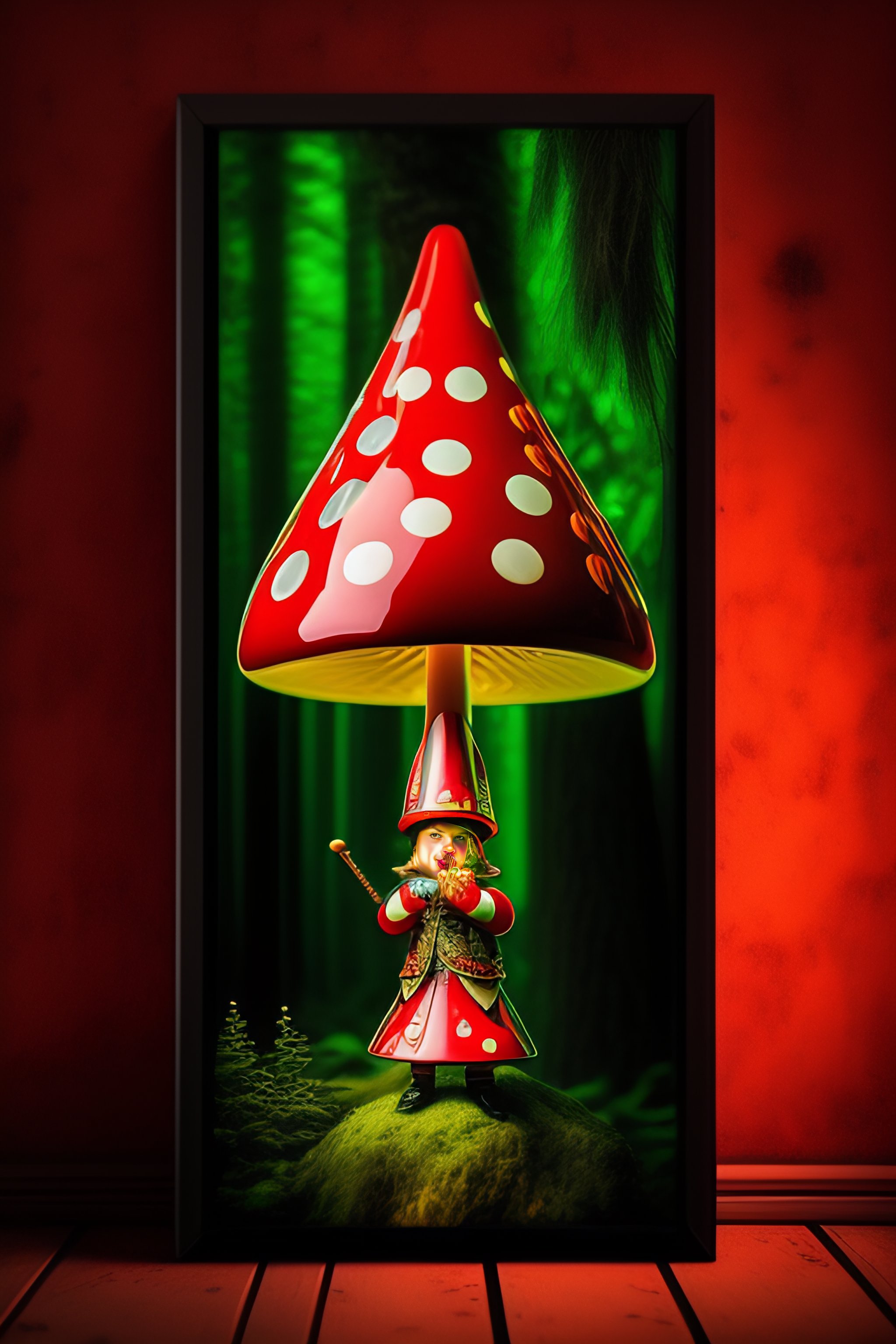 Lexica Duende Sentado En Amanita Muscaria Tocando La Flauta Noche