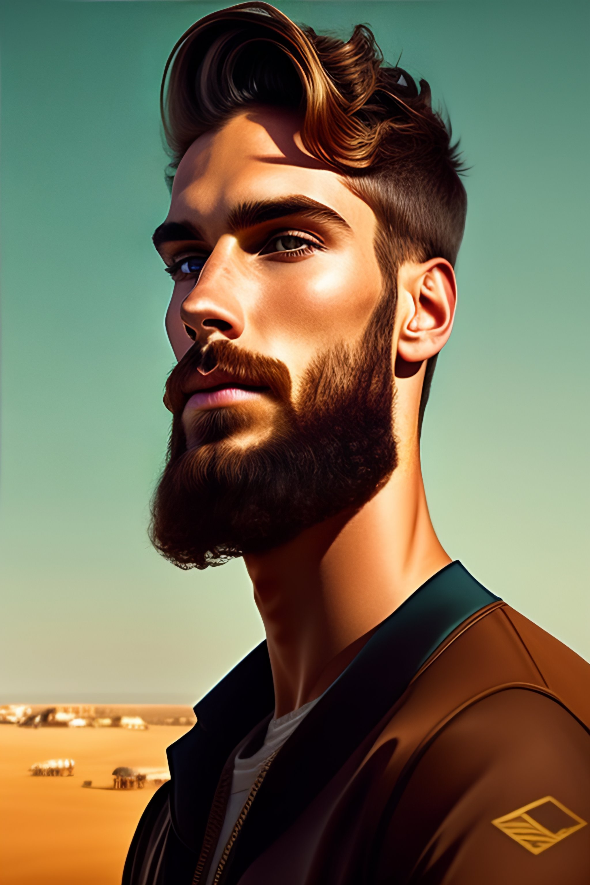 Lexica Portait Of A Tall Man With Brown Short Hair And Beard Who