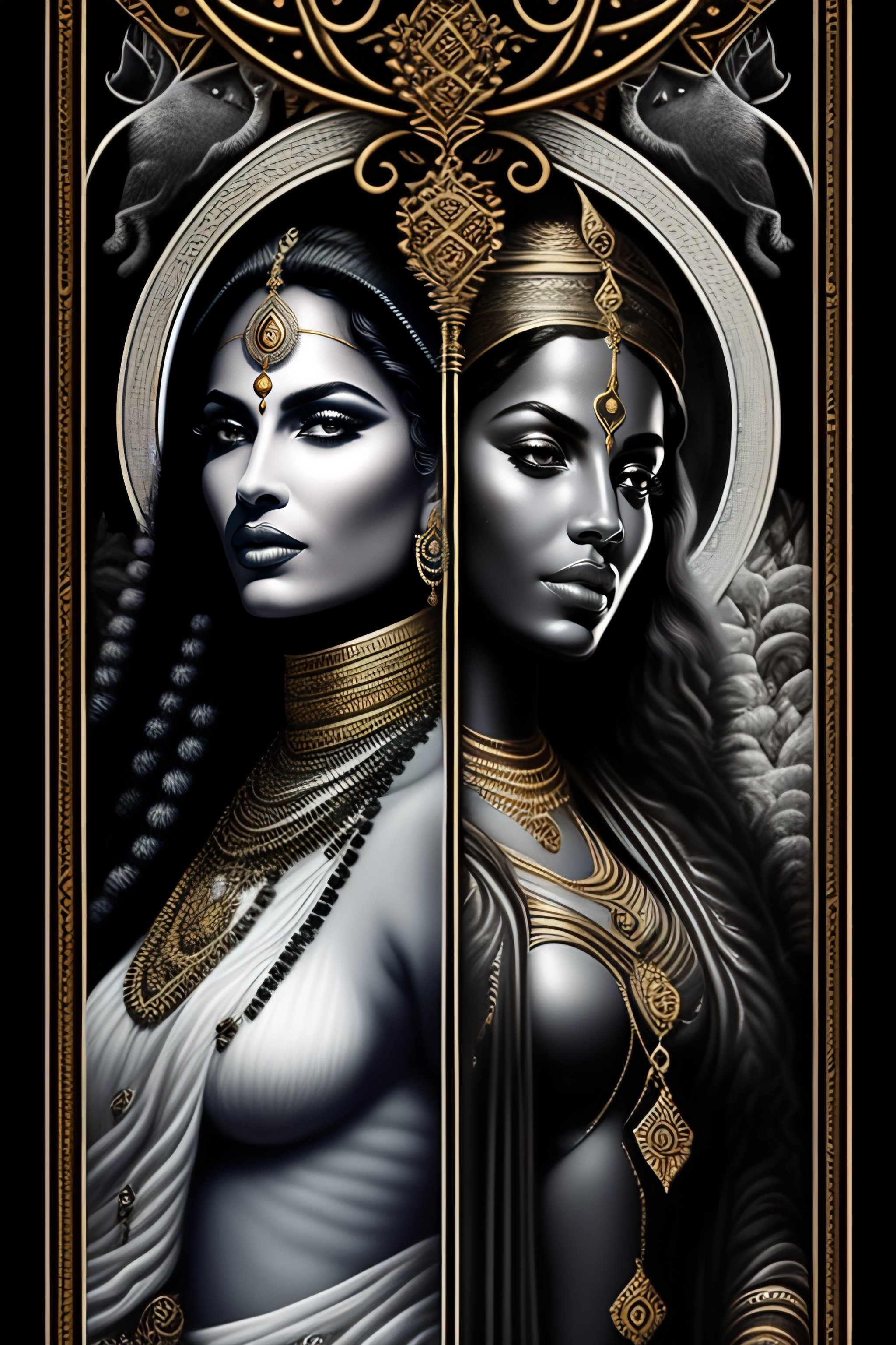 Lexica Black And White Tarot Cards Beautiful Kali And Shiva