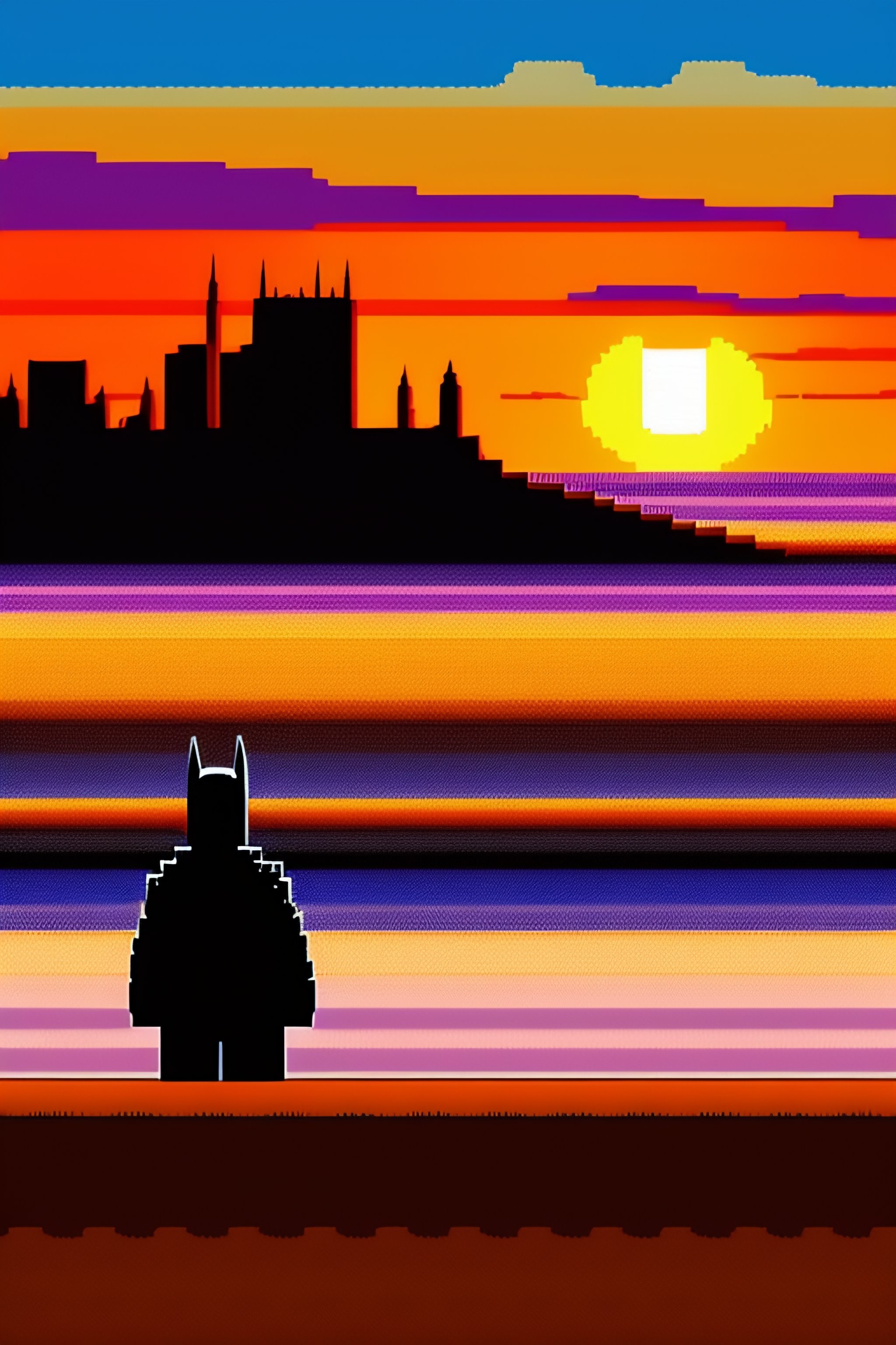 Lexica Pixelart Of Batman On The Beach At Sunset With Brooklyn In The