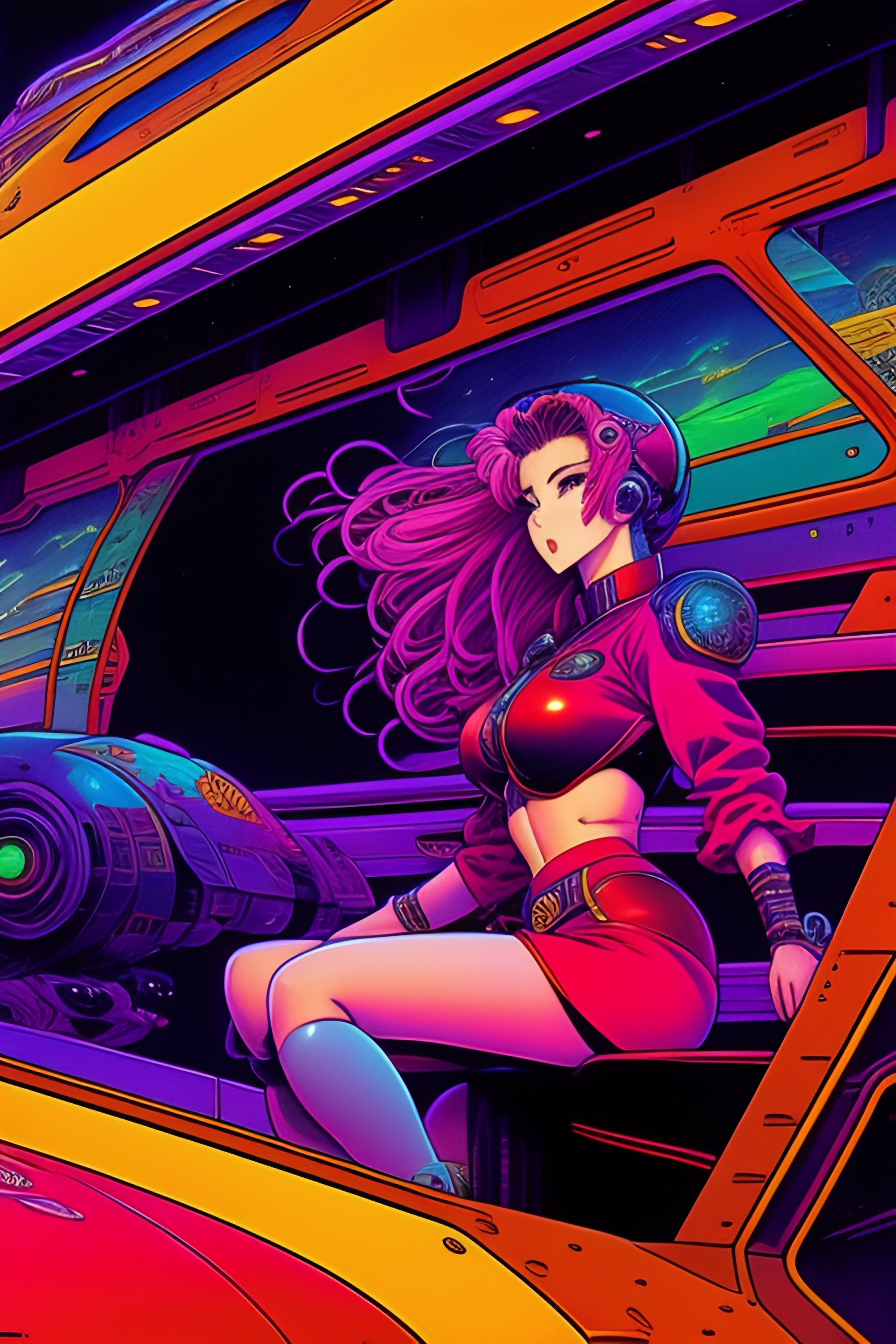 Lexica Vintage S Anime Style Cluttered Starship Interior Woman