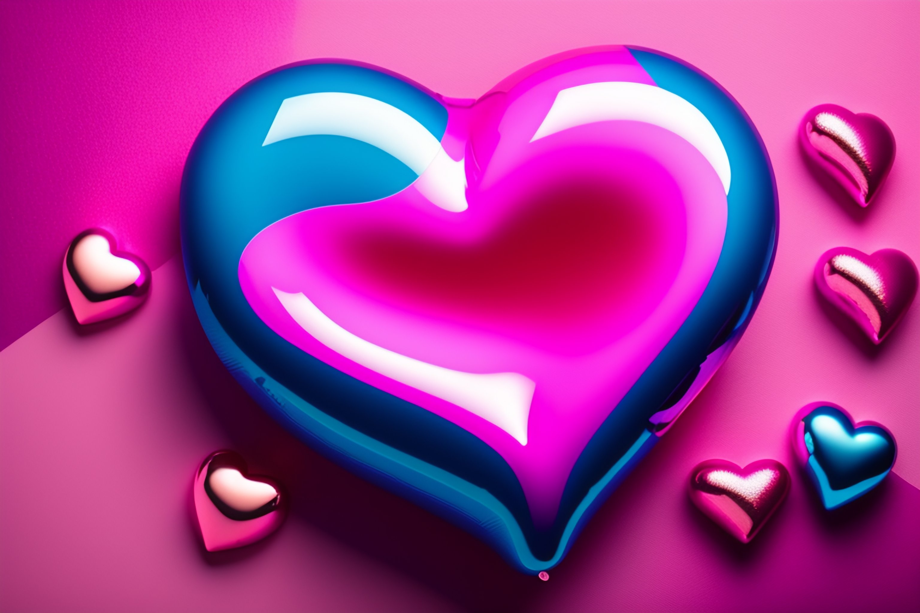 Lexica Heart Shape Balloon On A Pink Blue Background Natural Light