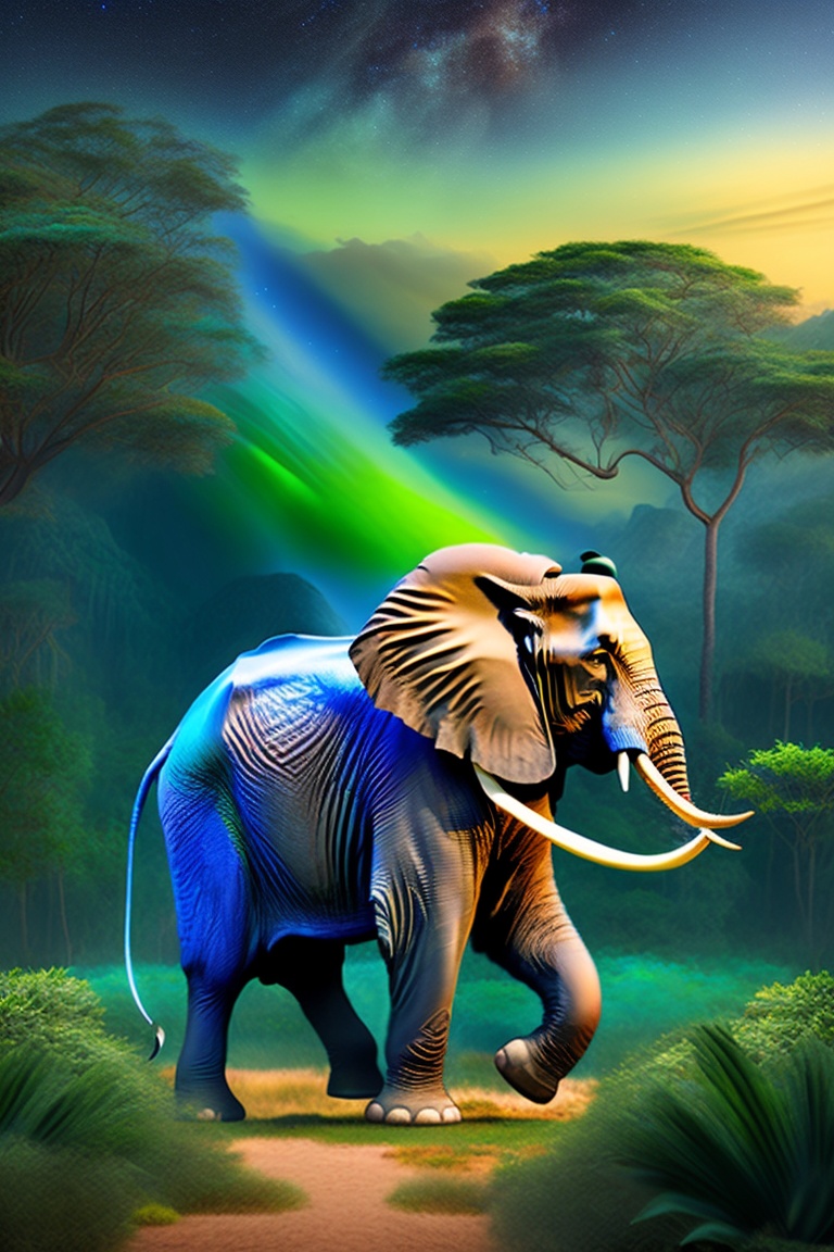 Lexica African Elephant Fighting With A Lion In Green Forest