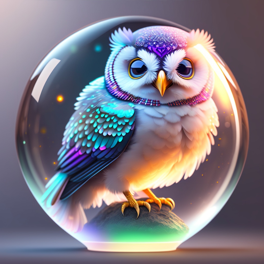 Lexica Sticker Of A Cute Adorable Baby Owl Made Of Crystal Ball With