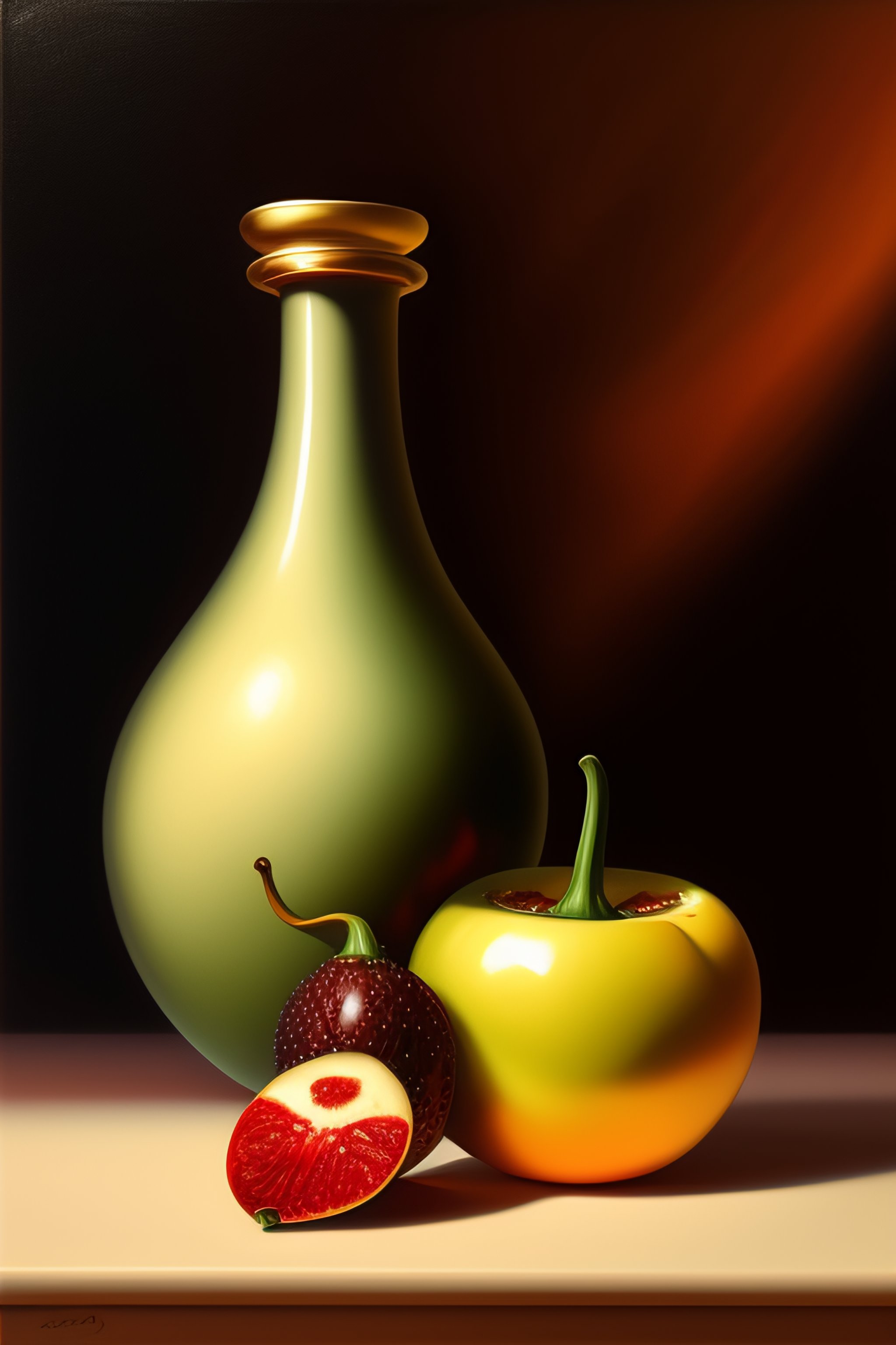 Lexica Classic Still Life Painting Of A Wine Glass And Pot Melone